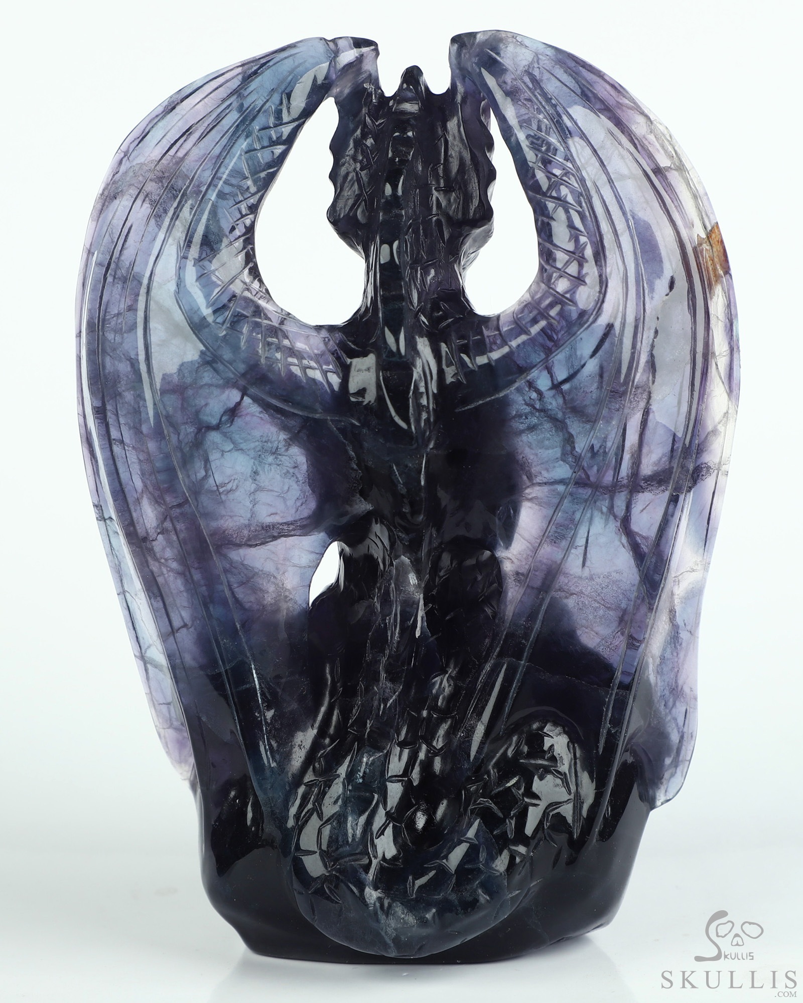 The Guardian Dragon - 4.9" Fluorite Hand Carved Crystal Dragon Fine Art Sculpture, Crystal Healing The Guardian Dragon - 4.9" Fluorite Hand Carved Crystal Dragon Fine Art Sculpture, Crystal Healing