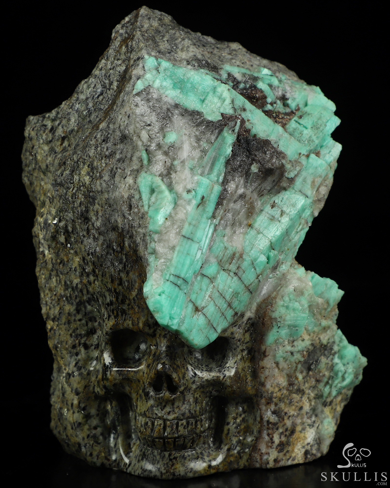 Gemstone 4.5" Emerald Hand Carved Crystal Skull Fine Art Sculpture, Crystal Healing Gemstone 4.5" Emerald Hand Carved Crystal Skull Fine Art Sculpture, Crystal Healing