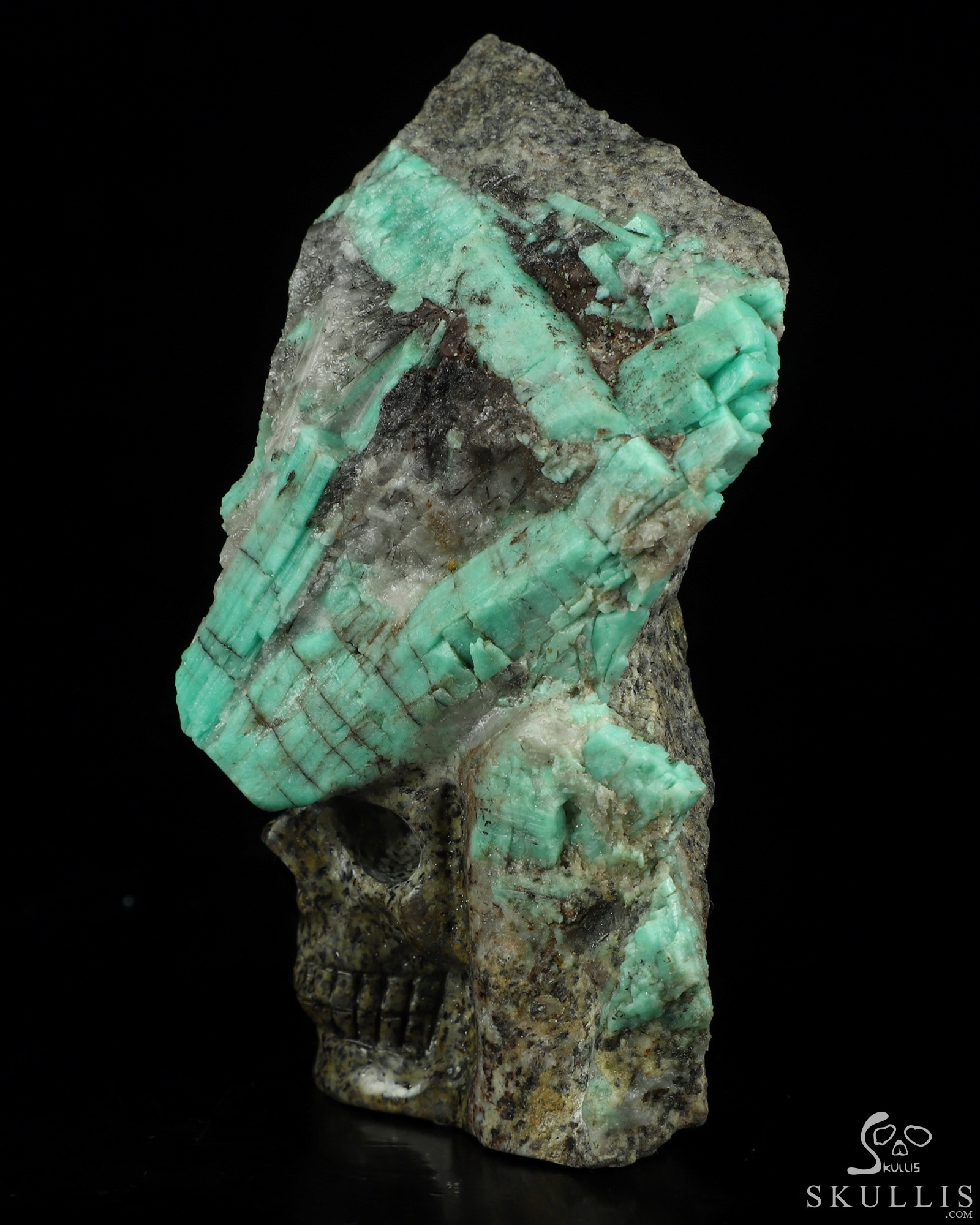 Gemstone 4.5" Emerald Hand Carved Crystal Skull Fine Art Sculpture, Crystal Healing Gemstone 4.5" Emerald Hand Carved Crystal Skull Fine Art Sculpture, Crystal Healing