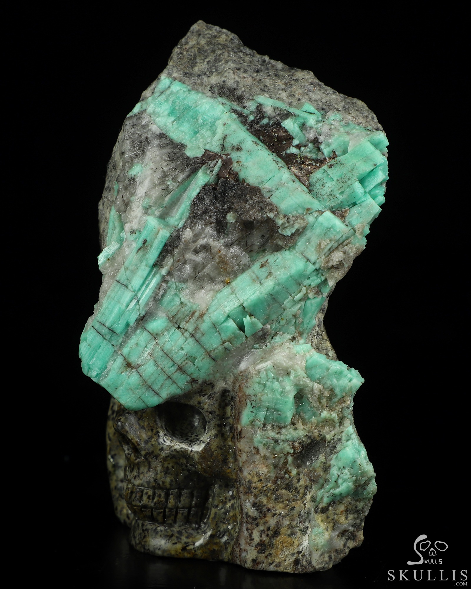 Gemstone 4.5" Emerald Hand Carved Crystal Skull Fine Art Sculpture, Crystal Healing Gemstone 4.5" Emerald Hand Carved Crystal Skull Fine Art Sculpture, Crystal Healing