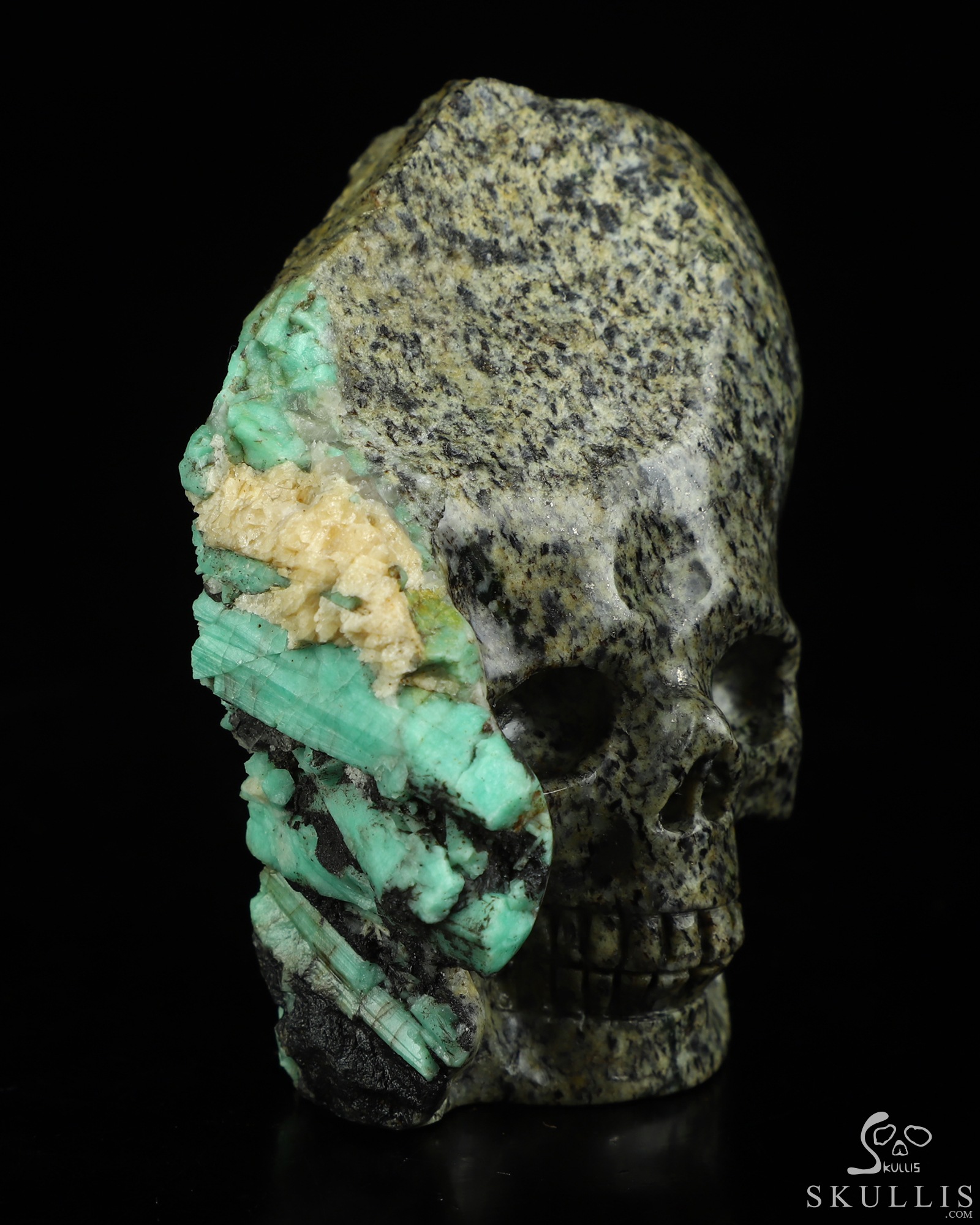 Gemstone 3.0" Emerald Hand Carved Crystal Skull Fine Art Sculpture, Crystal Healing Gemstone 3.0" Emerald Hand Carved Crystal Skull Fine Art Sculpture, Crystal Healing