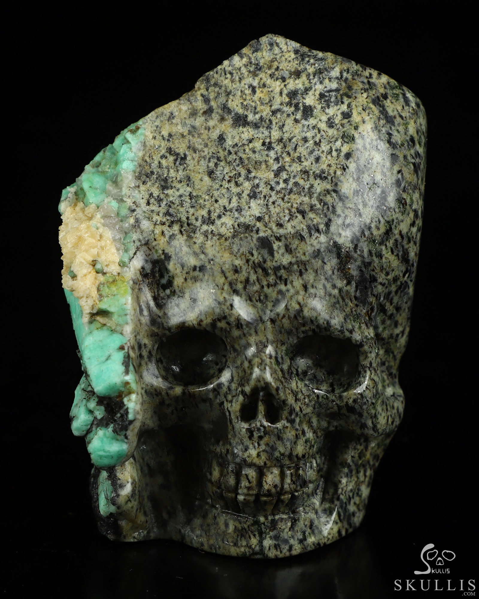 Gemstone 3.0" Emerald Hand Carved Crystal Skull Fine Art Sculpture, Crystal Healing Gemstone 3.0" Emerald Hand Carved Crystal Skull Fine Art Sculpture, Crystal Healing