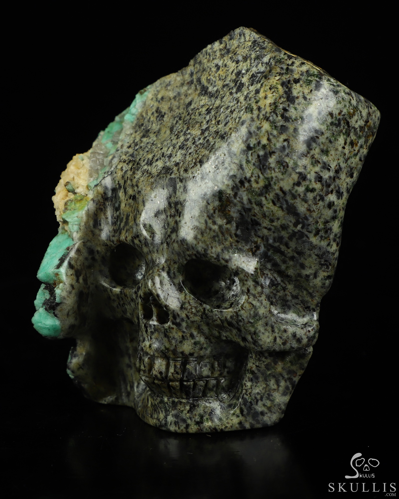 Gemstone 3.0" Emerald Hand Carved Crystal Skull Fine Art Sculpture, Crystal Healing Gemstone 3.0" Emerald Hand Carved Crystal Skull Fine Art Sculpture, Crystal Healing