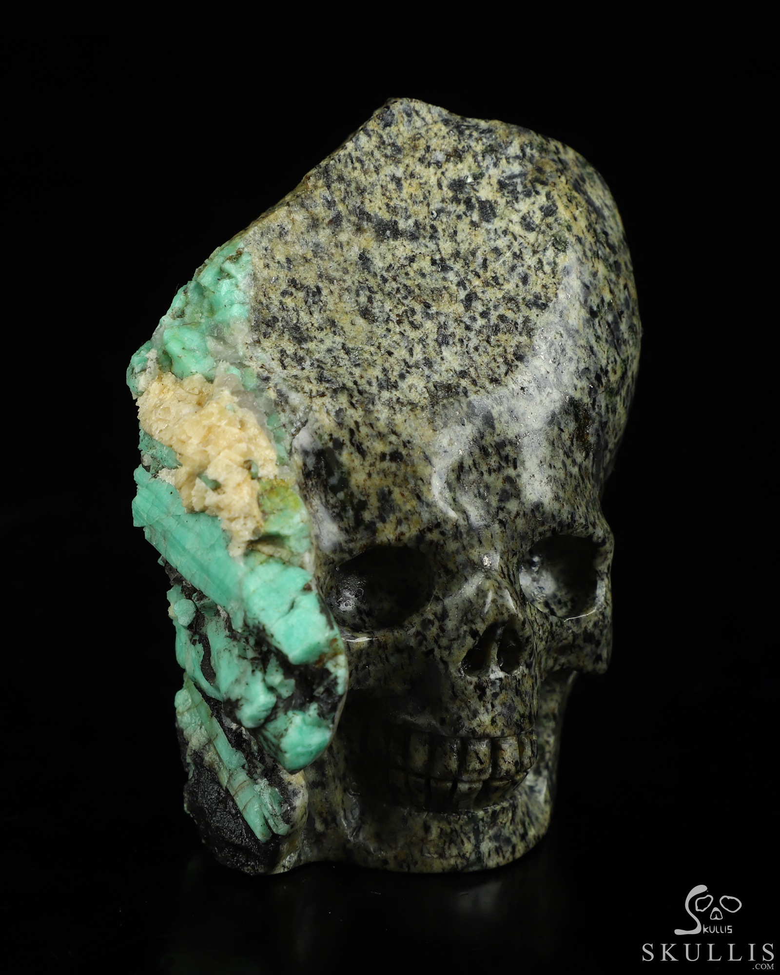 Gemstone 3.0" Emerald Hand Carved Crystal Skull Fine Art Sculpture, Crystal Healing Gemstone 3.0" Emerald Hand Carved Crystal Skull Fine Art Sculpture, Crystal Healing