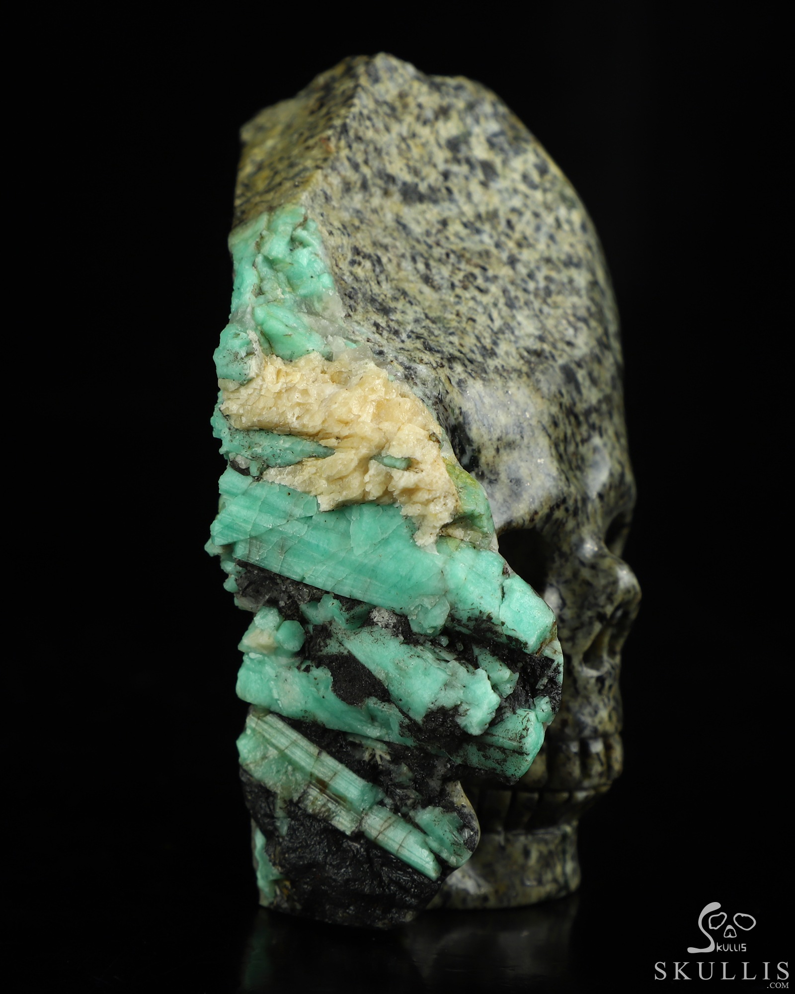Gemstone 3.0" Emerald Hand Carved Crystal Skull Fine Art Sculpture, Crystal Healing Gemstone 3.0" Emerald Hand Carved Crystal Skull Fine Art Sculpture, Crystal Healing