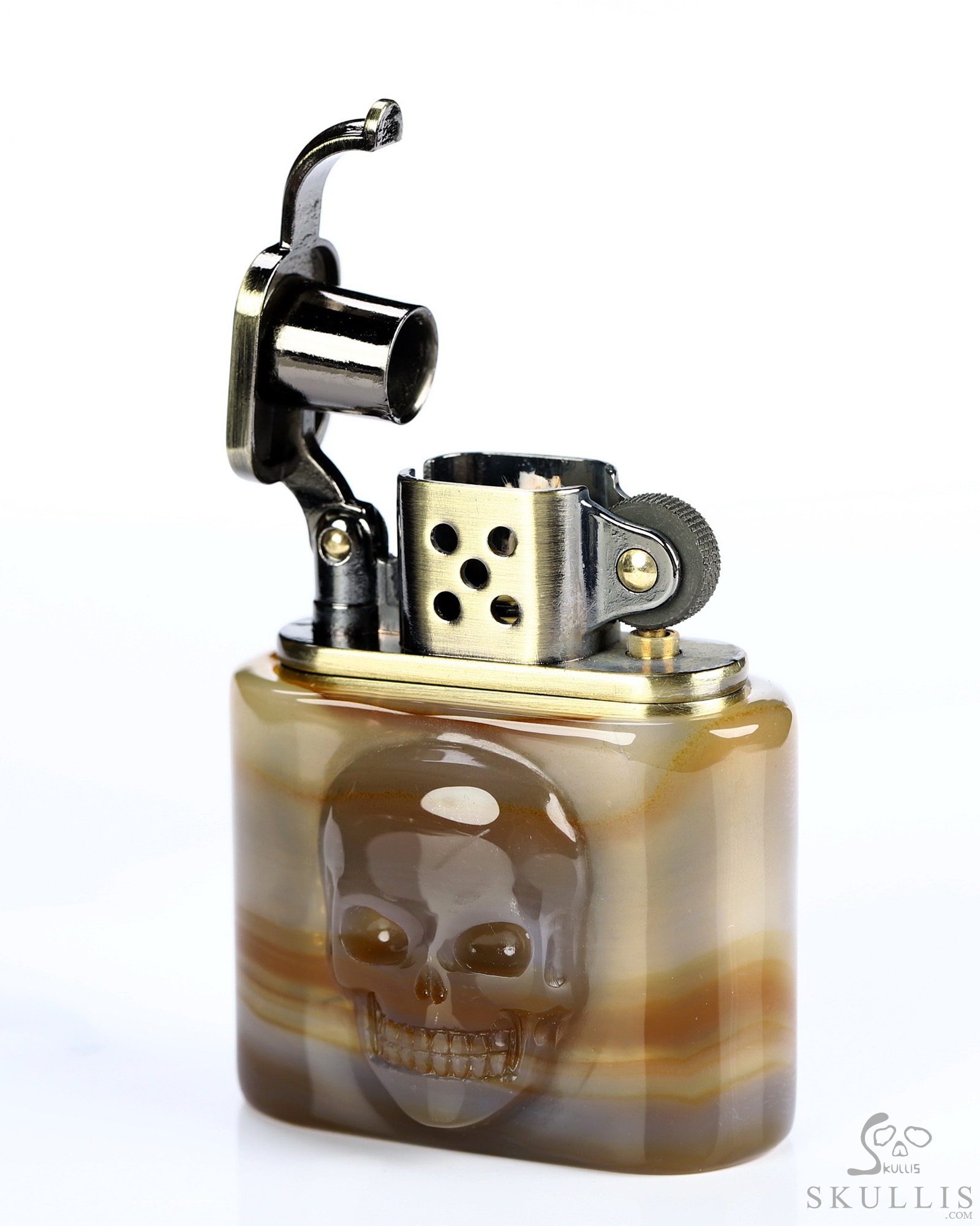 Bonefire - Agate Hand-Carved Relief Crystal Skull Refillable Kerosene Novelty Pocket Lighter Accessory Bonefire - Agate Hand-Carved Relief Crystal Skull Refillable Kerosene Novelty Pocket Lighter Accessory
