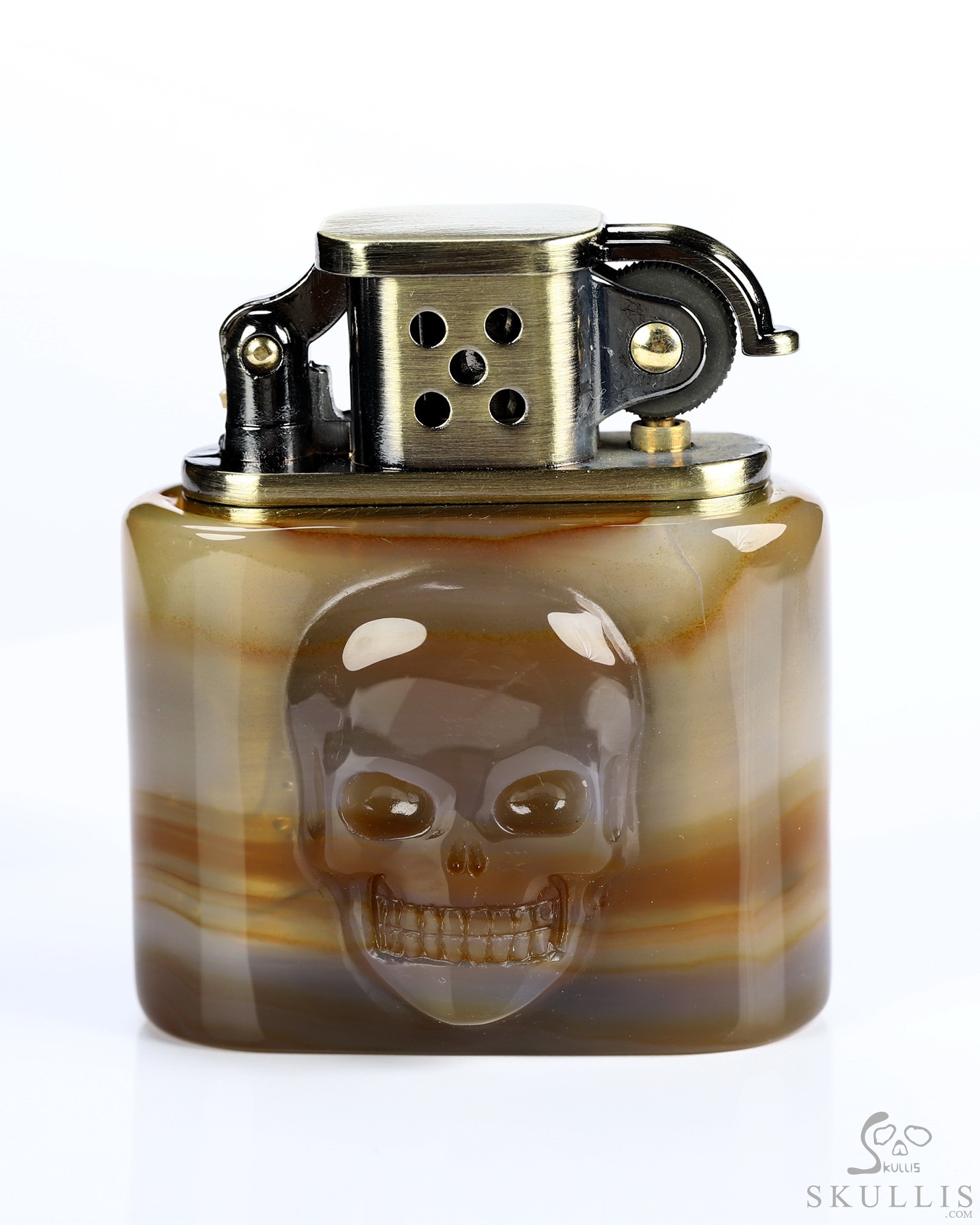 Bonefire - Agate Hand-Carved Relief Crystal Skull Refillable Kerosene Novelty Pocket Lighter Accessory Bonefire - Agate Hand-Carved Relief Crystal Skull Refillable Kerosene Novelty Pocket Lighter Accessory