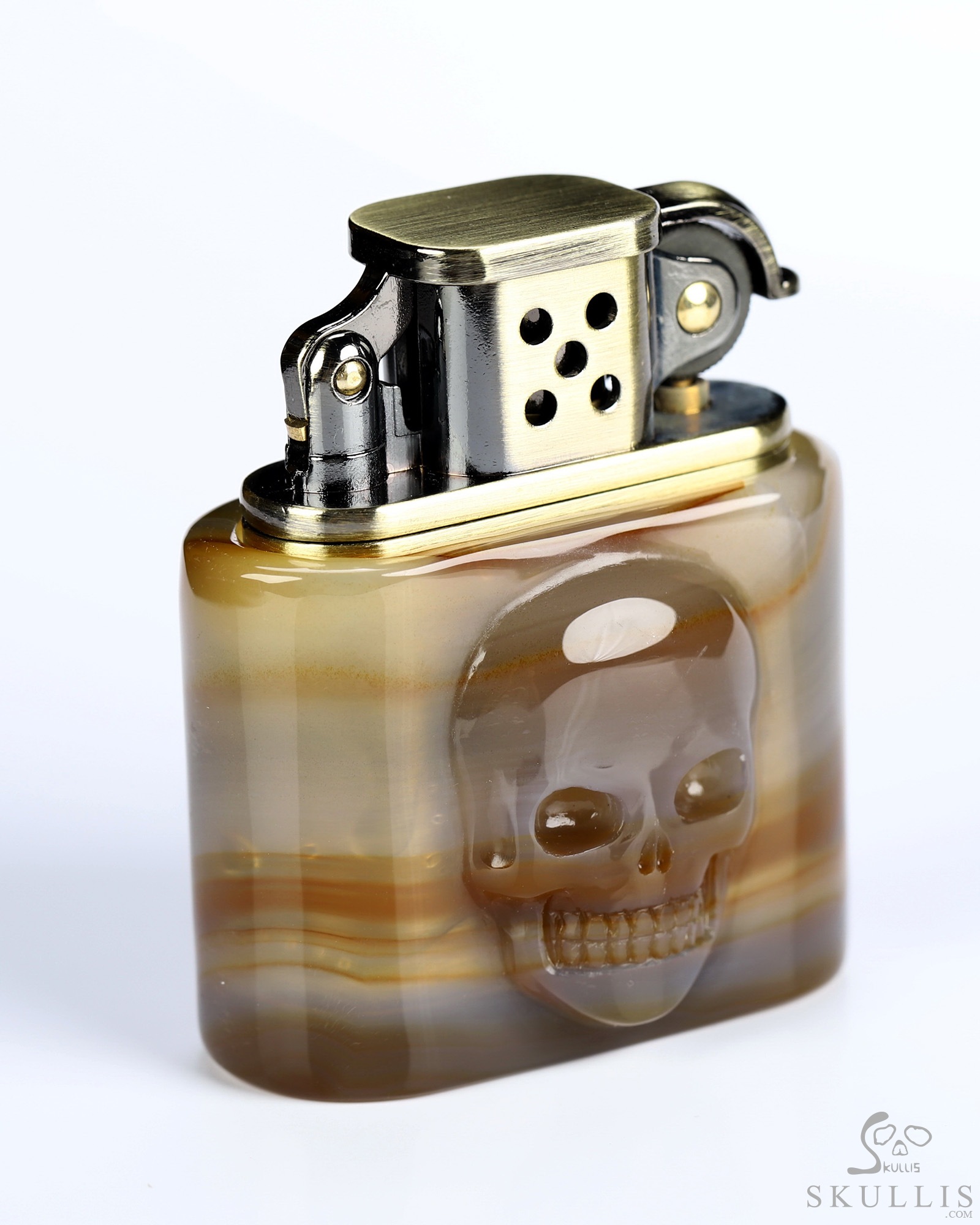 Bonefire - Agate Hand-Carved Relief Crystal Skull Refillable Kerosene Novelty Pocket Lighter Accessory Bonefire - Agate Hand-Carved Relief Crystal Skull Refillable Kerosene Novelty Pocket Lighter Accessory