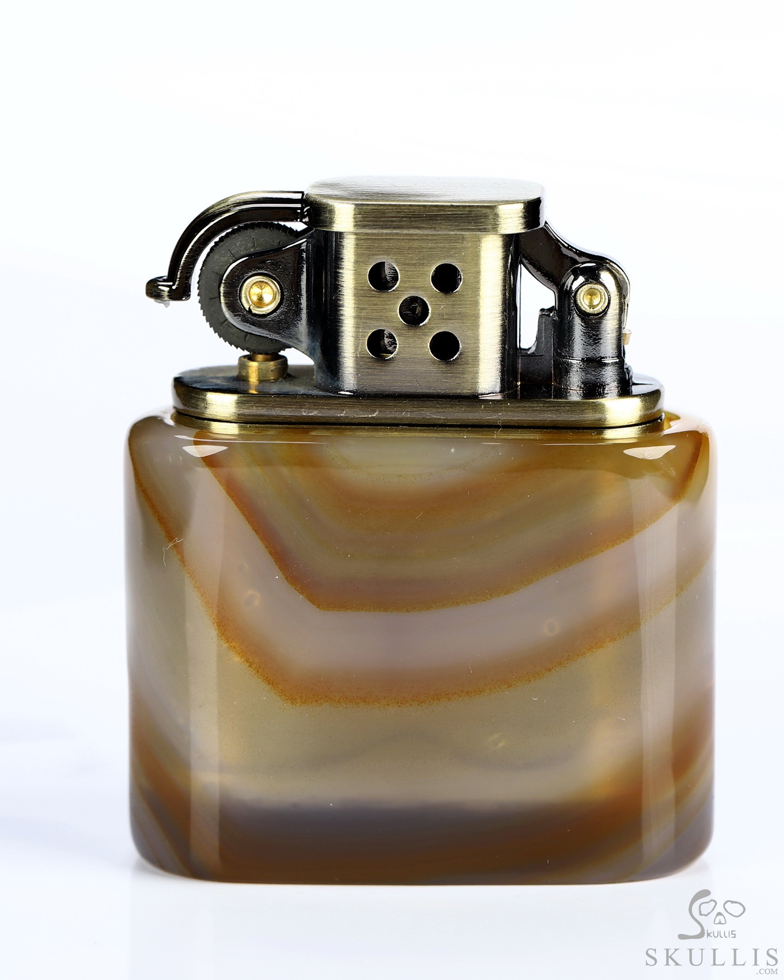 Bonefire - Agate Hand-Carved Relief Crystal Skull Refillable Kerosene Novelty Pocket Lighter Accessory Bonefire - Agate Hand-Carved Relief Crystal Skull Refillable Kerosene Novelty Pocket Lighter Accessory