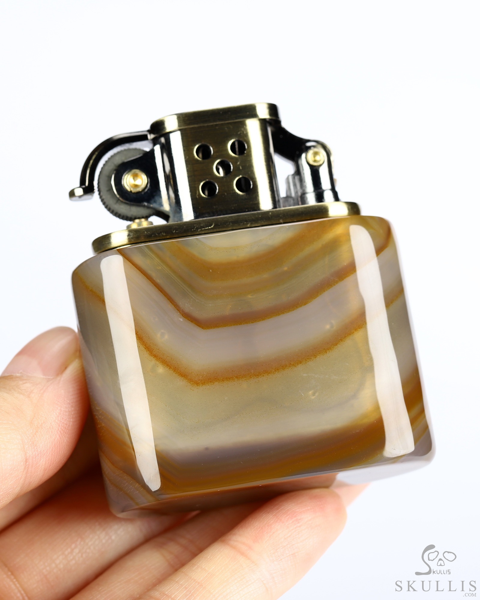 Bonefire - Agate Hand-Carved Relief Crystal Skull Refillable Kerosene Novelty Pocket Lighter Accessory Bonefire - Agate Hand-Carved Relief Crystal Skull Refillable Kerosene Novelty Pocket Lighter Accessory