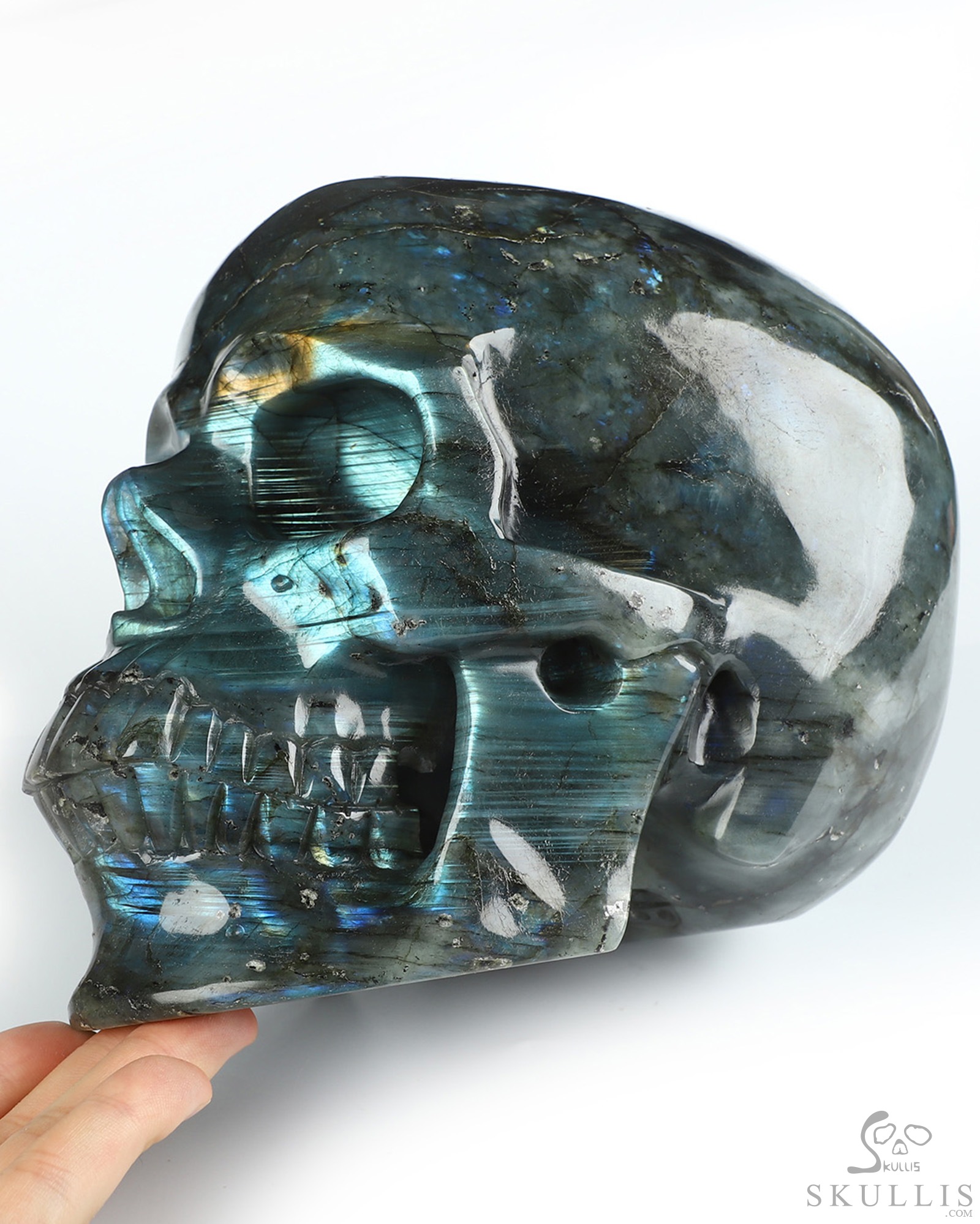 Lifesized 8.1" Labradorite Hand Carved Crystal Skull, Super Realistic, Crystal Healing Lifesized 8.1" Labradorite Hand Carved Crystal Skull, Super Realistic, Crystal Healing