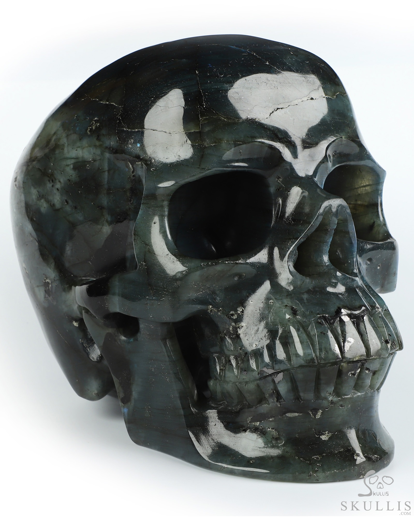 Lifesized 8.1" Labradorite Hand Carved Crystal Skull, Super Realistic, Crystal Healing Lifesized 8.1" Labradorite Hand Carved Crystal Skull, Super Realistic, Crystal Healing