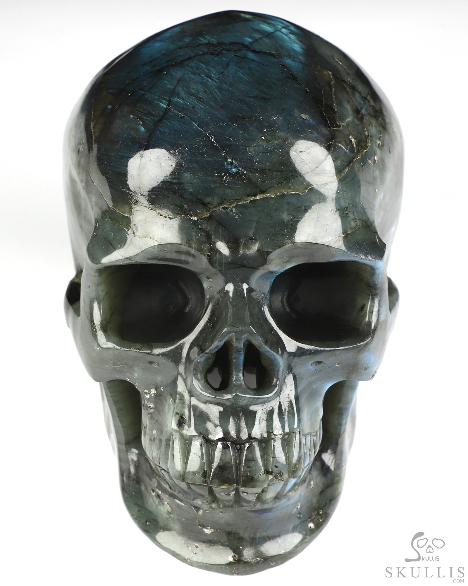 Lifesized 8.1" Labradorite Hand Carved Crystal Skull, Super Realistic, Crystal Healing Lifesized 8.1" Labradorite Hand Carved Crystal Skull, Super Realistic, Crystal Healing