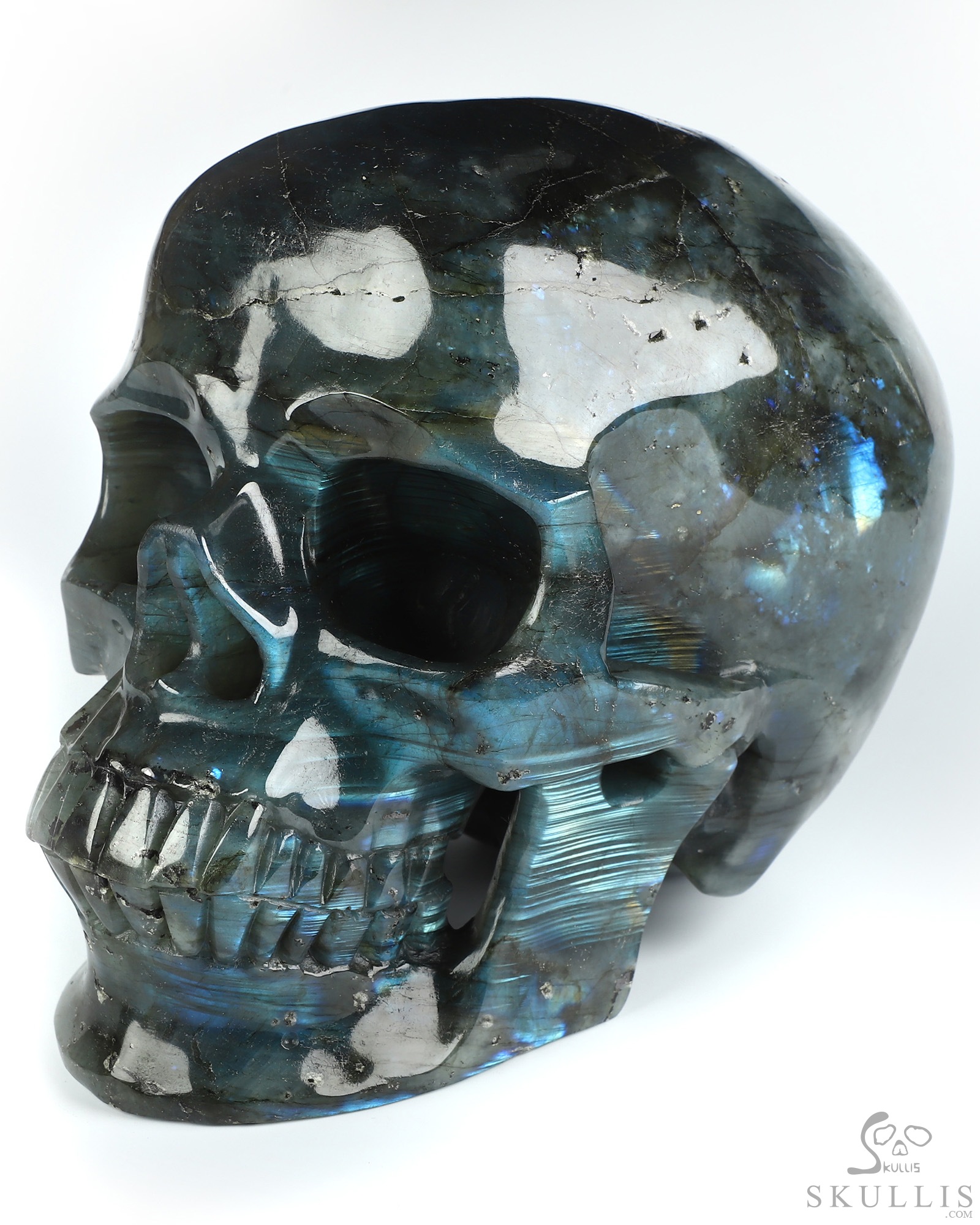 Lifesized 8.1" Labradorite Hand Carved Crystal Skull, Super Realistic, Crystal Healing Lifesized 8.1" Labradorite Hand Carved Crystal Skull, Super Realistic, Crystal Healing