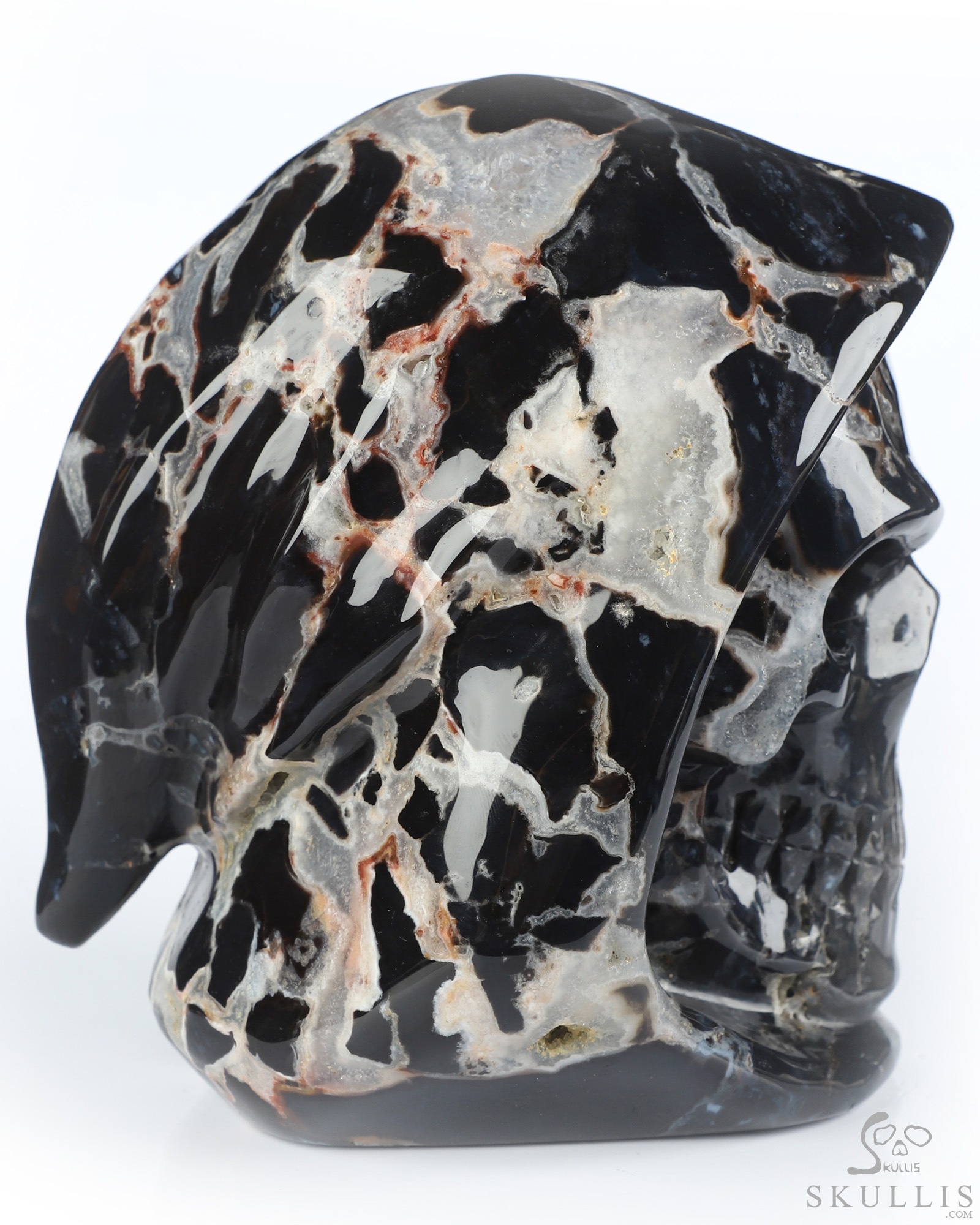 5.4" Black Zebra Agate Hand Carved Death Crystal Skull Sculpture, Crystal Healing 5.4" Black Zebra Agate Hand Carved Death Crystal Skull Sculpture, Crystal Healing