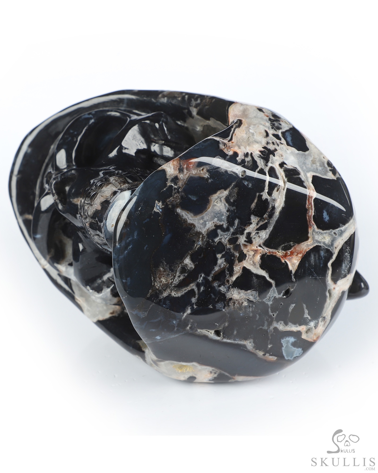 5.4" Black Zebra Agate Hand Carved Death Crystal Skull Sculpture, Crystal Healing 5.4" Black Zebra Agate Hand Carved Death Crystal Skull Sculpture, Crystal Healing