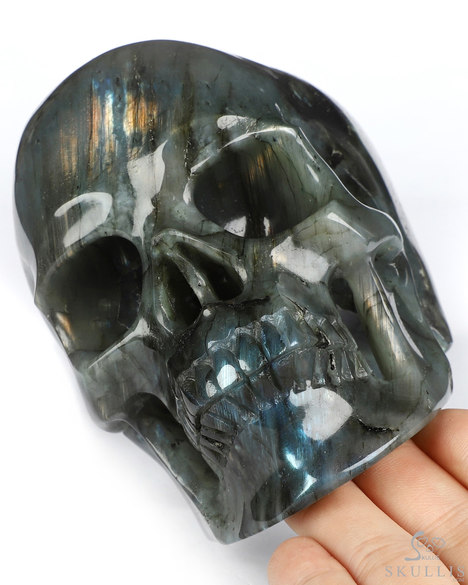 5.0" Labradorite Hand Carved Crystal Skull, Super Realistic, Crystal Healing 5.0" Labradorite Hand Carved Crystal Skull, Super Realistic, Crystal Healing