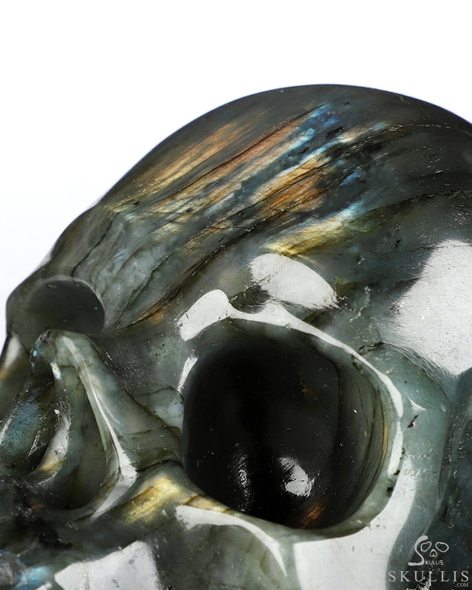 5.0" Labradorite Hand Carved Crystal Skull, Super Realistic, Crystal Healing 5.0" Labradorite Hand Carved Crystal Skull, Super Realistic, Crystal Healing