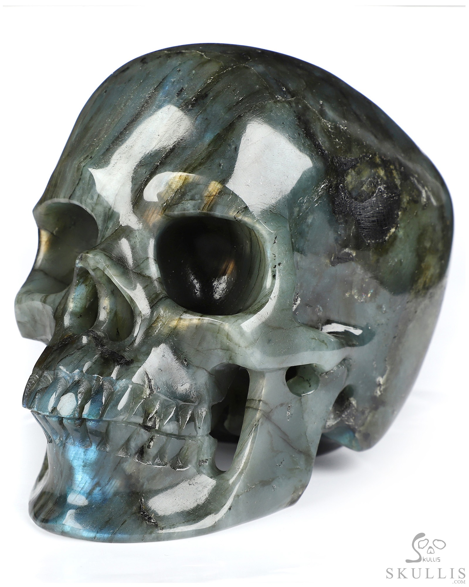 5.0" Labradorite Hand Carved Crystal Skull, Super Realistic, Crystal Healing 5.0" Labradorite Hand Carved Crystal Skull, Super Realistic, Crystal Healing