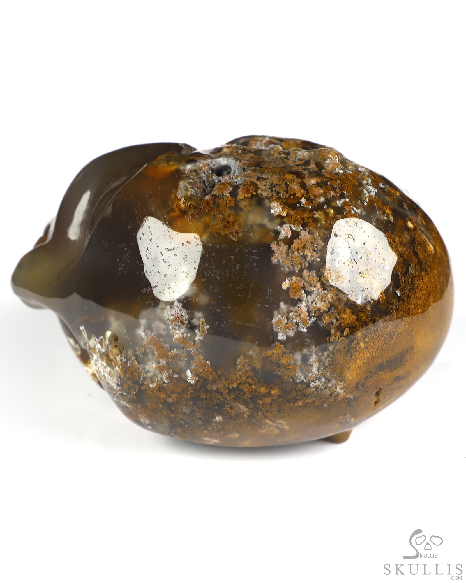 3.3" Moss Agate Hand Carved Fairy Elf Alien Crystal Skull Companion Sculpture, Crystal Healing 3.3" Moss Agate Hand Carved Fairy Elf Alien Crystal Skull Companion Sculpture, Crystal Healing