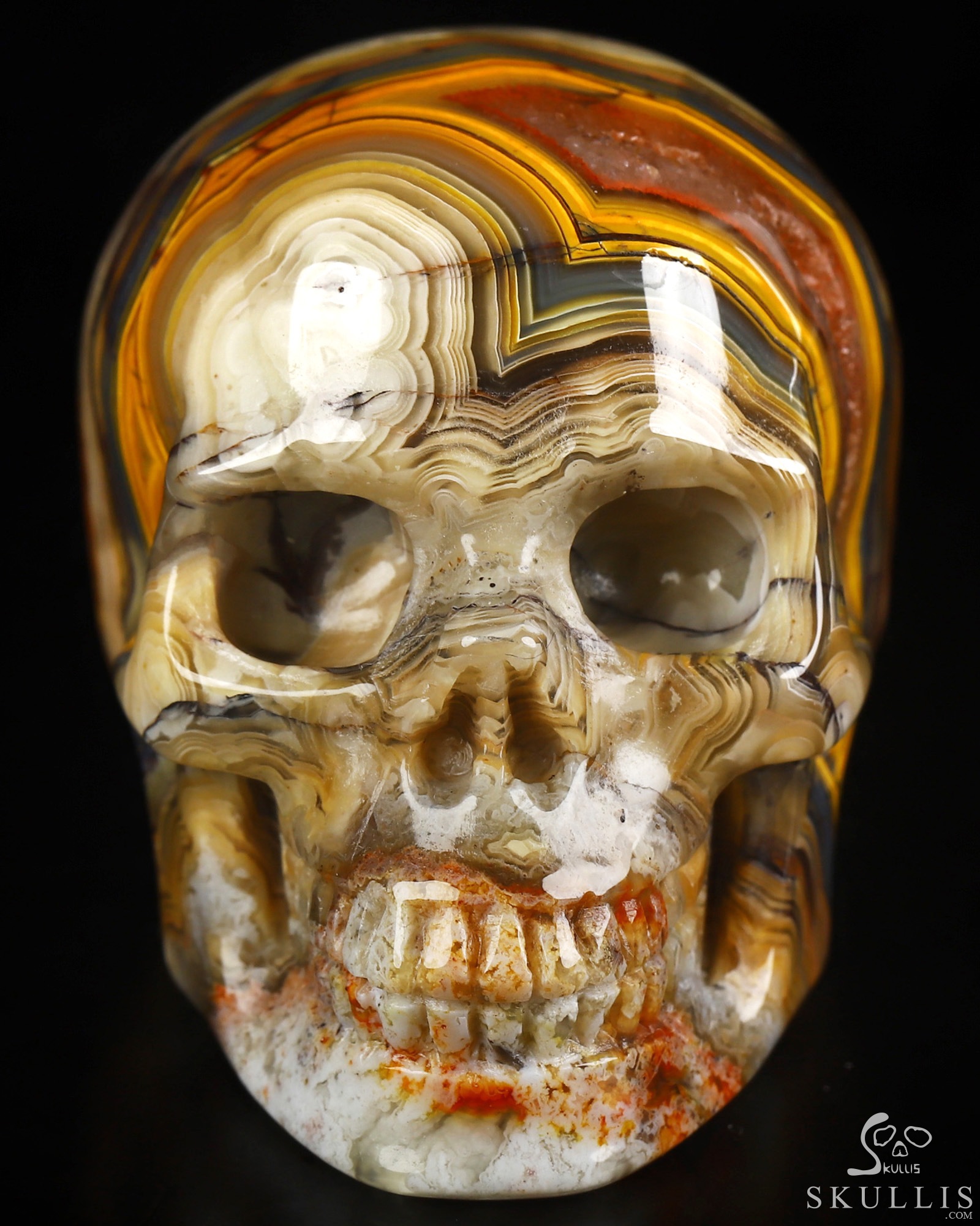 Gemstone 2.0" Red Crazy Lace Agate Hand Carved Crystal Skull, Realistic, Crystal Healing Gemstone 2.0" Red Crazy Lace Agate Hand Carved Crystal Skull, Realistic, Crystal Healing