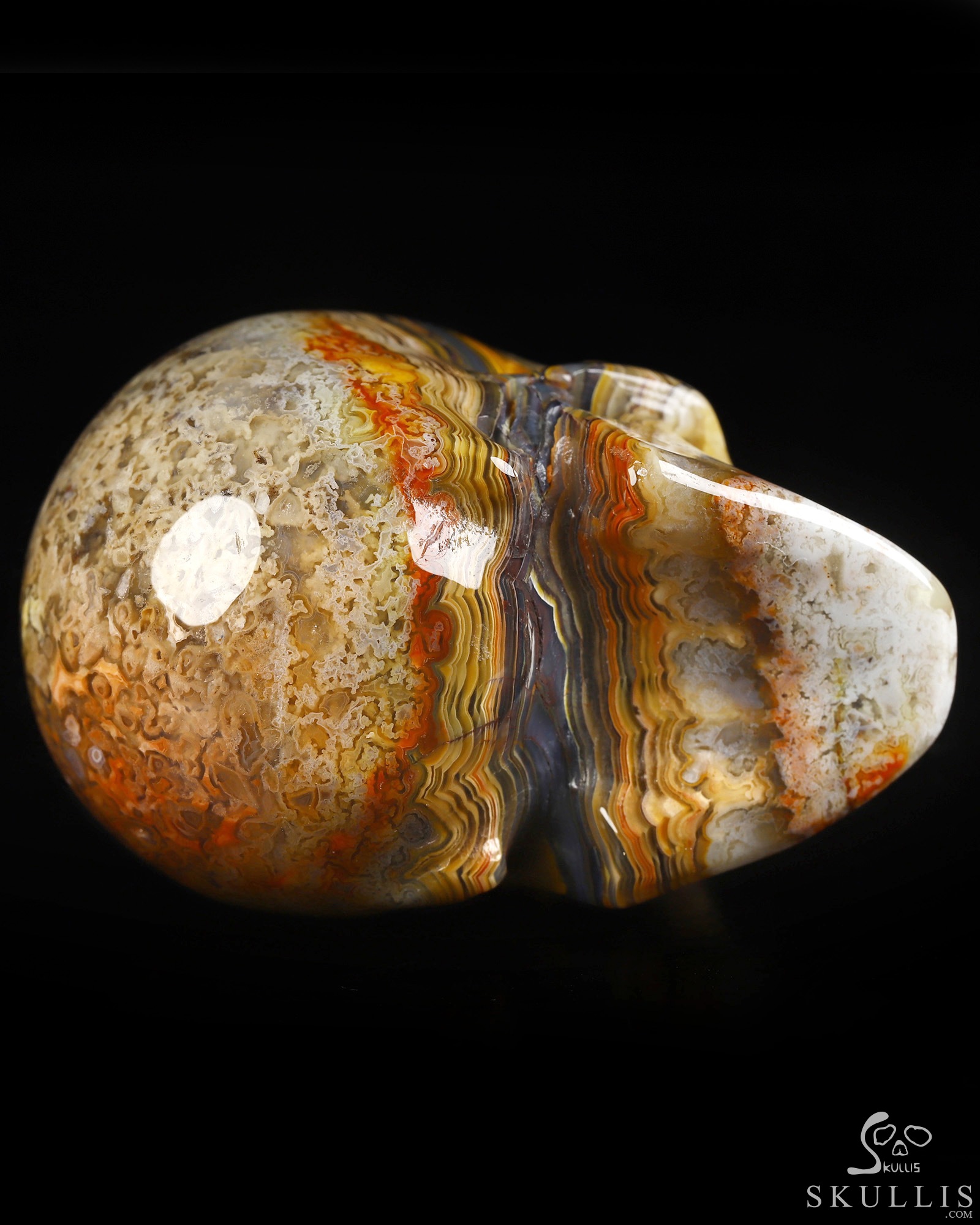 Gemstone 2.0" Red Crazy Lace Agate Hand Carved Crystal Skull, Realistic, Crystal Healing Gemstone 2.0" Red Crazy Lace Agate Hand Carved Crystal Skull, Realistic, Crystal Healing