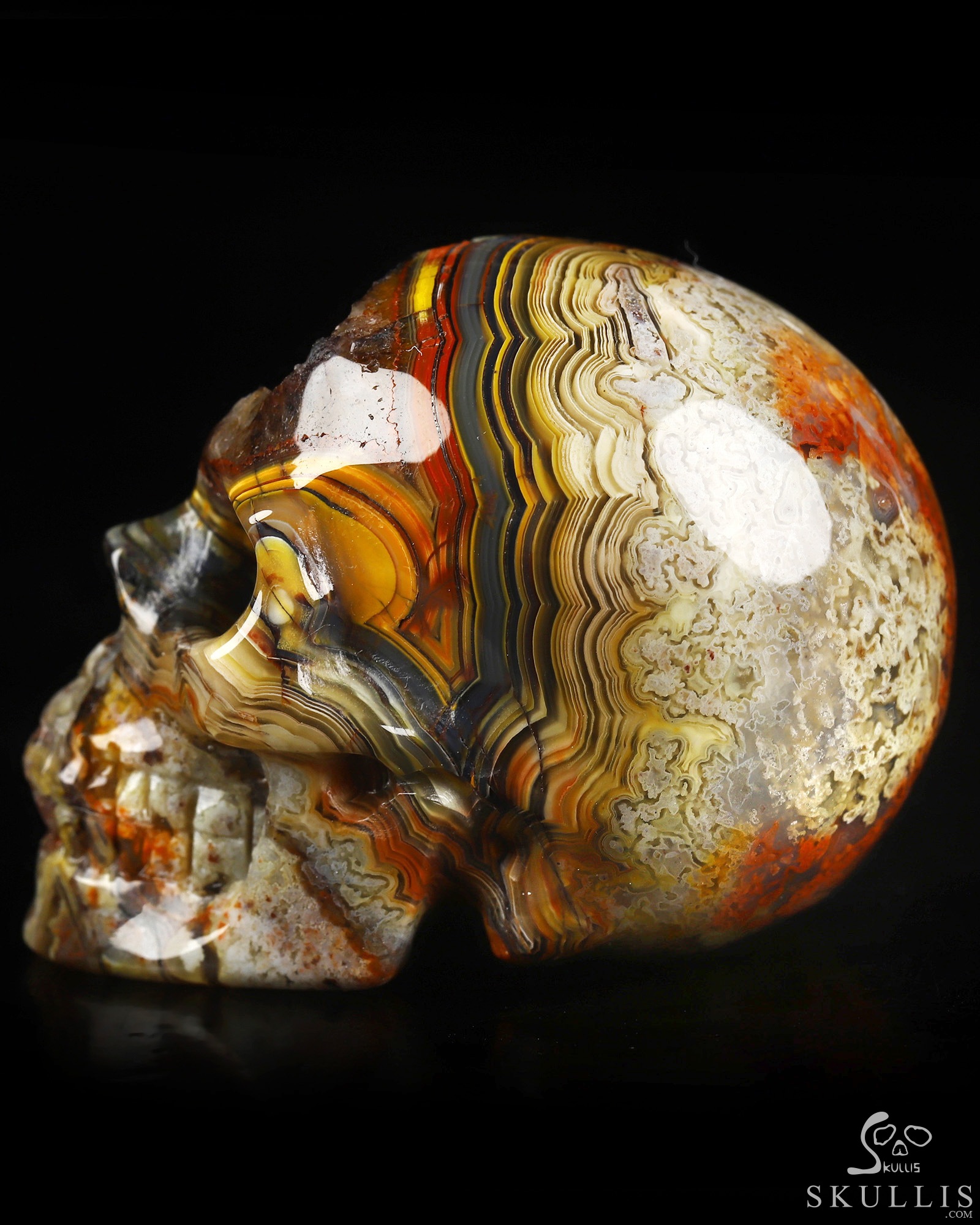 Gemstone 2.0" Red Crazy Lace Agate Geode Hand Carved Crystal Skull, Realistic, Crystal Healing Gemstone 2.0" Red Crazy Lace Agate Geode Hand Carved Crystal Skull, Realistic, Crystal Healing