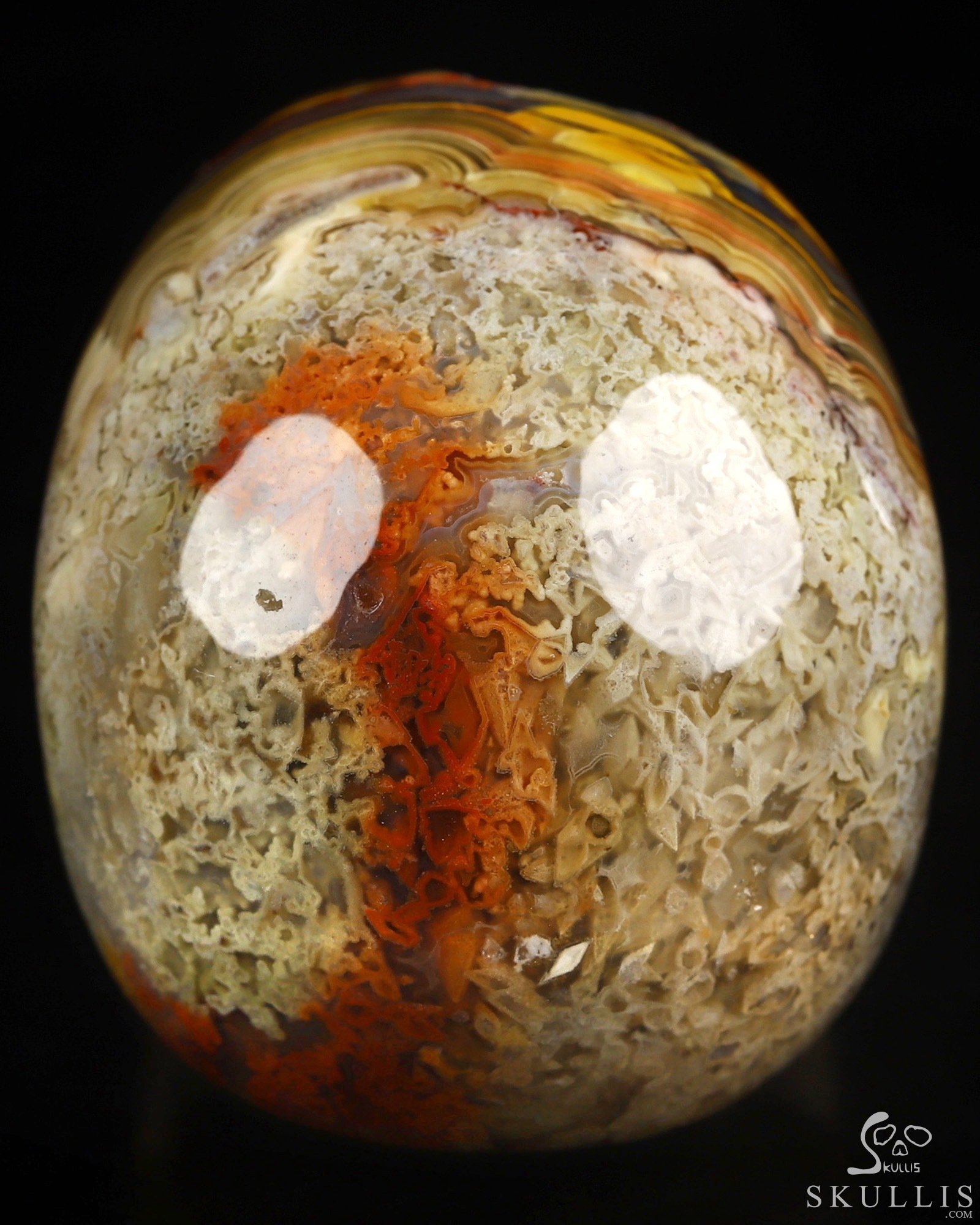 Gemstone 2.0" Red Crazy Lace Agate Geode Hand Carved Crystal Skull, Realistic, Crystal Healing Gemstone 2.0" Red Crazy Lace Agate Geode Hand Carved Crystal Skull, Realistic, Crystal Healing