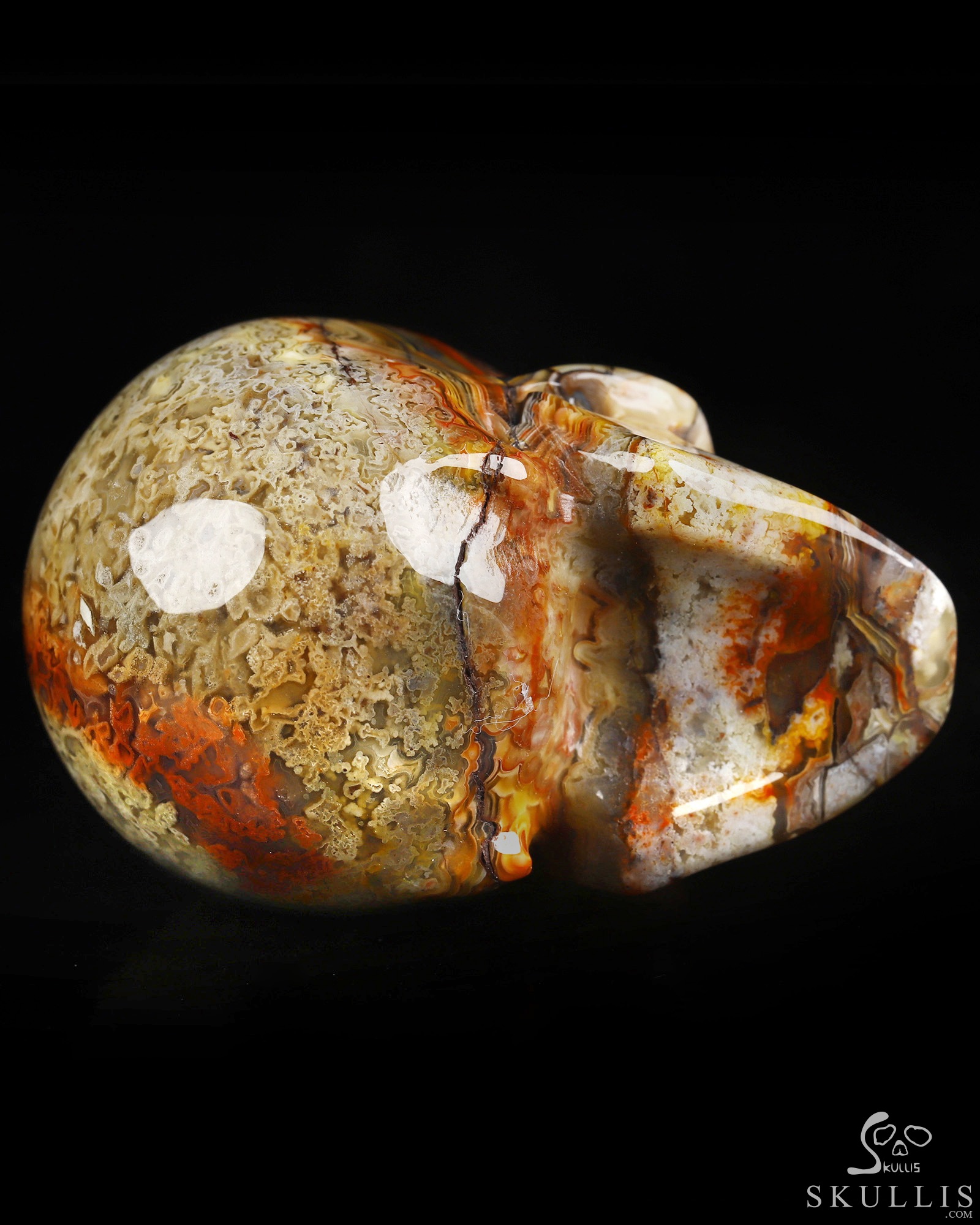 Gemstone 2.0" Red Crazy Lace Agate Geode Hand Carved Crystal Skull, Realistic, Crystal Healing Gemstone 2.0" Red Crazy Lace Agate Geode Hand Carved Crystal Skull, Realistic, Crystal Healing