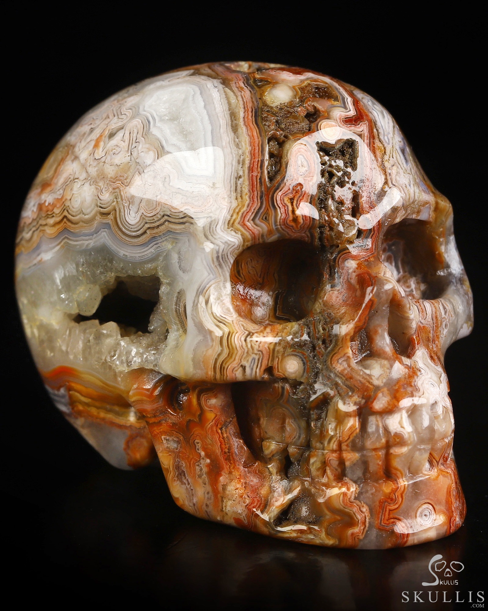 Gemstone 2.0" Red Crazy Lace Agate Hand Carved Crystal Skull, Realistic, Crystal Healing Gemstone 2.0" Red Crazy Lace Agate Hand Carved Crystal Skull, Realistic, Crystal Healing