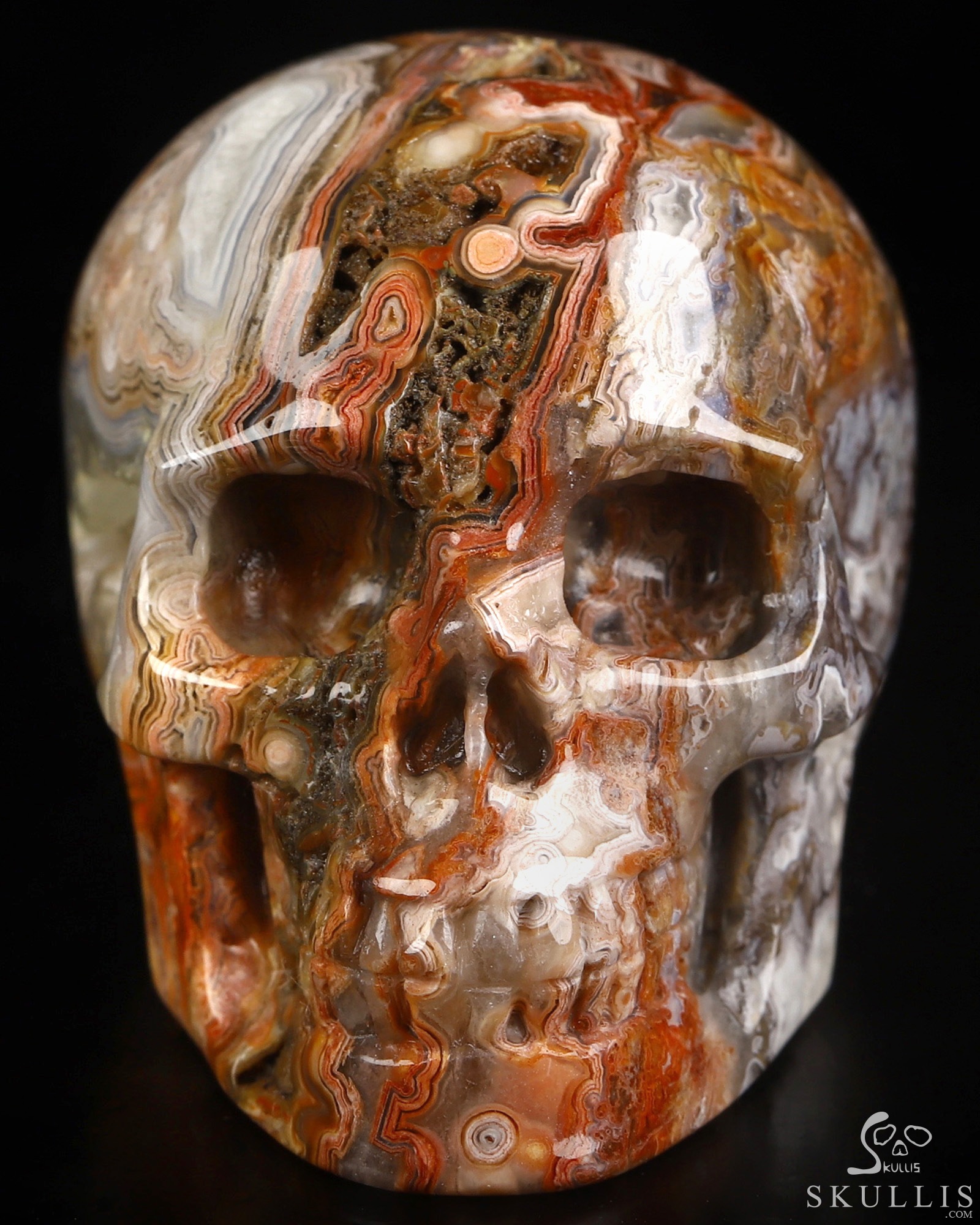 Gemstone 2.0" Red Crazy Lace Agate Hand Carved Crystal Skull, Realistic, Crystal Healing Gemstone 2.0" Red Crazy Lace Agate Hand Carved Crystal Skull, Realistic, Crystal Healing