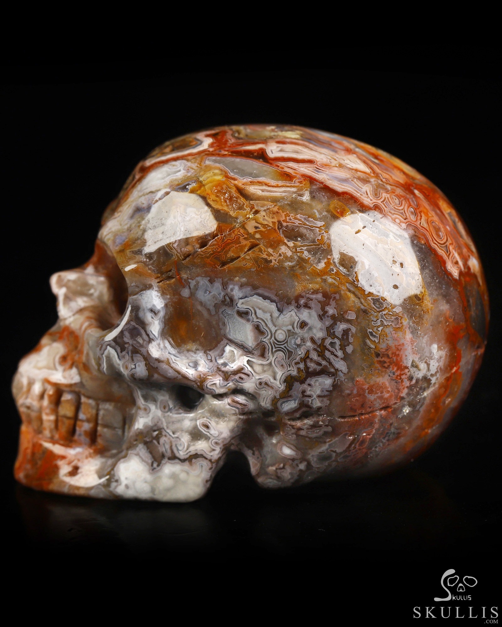 Gemstone 2.0" Red Crazy Lace Agate Hand Carved Crystal Skull, Realistic, Crystal Healing Gemstone 2.0" Red Crazy Lace Agate Hand Carved Crystal Skull, Realistic, Crystal Healing