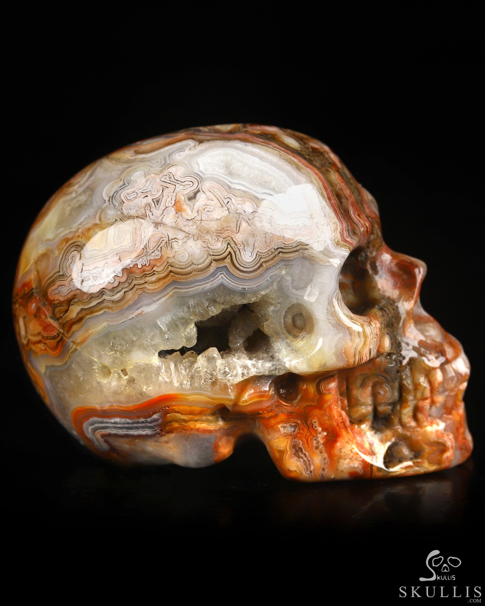 Gemstone 2.0" Red Crazy Lace Agate Hand Carved Crystal Skull, Realistic, Crystal Healing Gemstone 2.0" Red Crazy Lace Agate Hand Carved Crystal Skull, Realistic, Crystal Healing