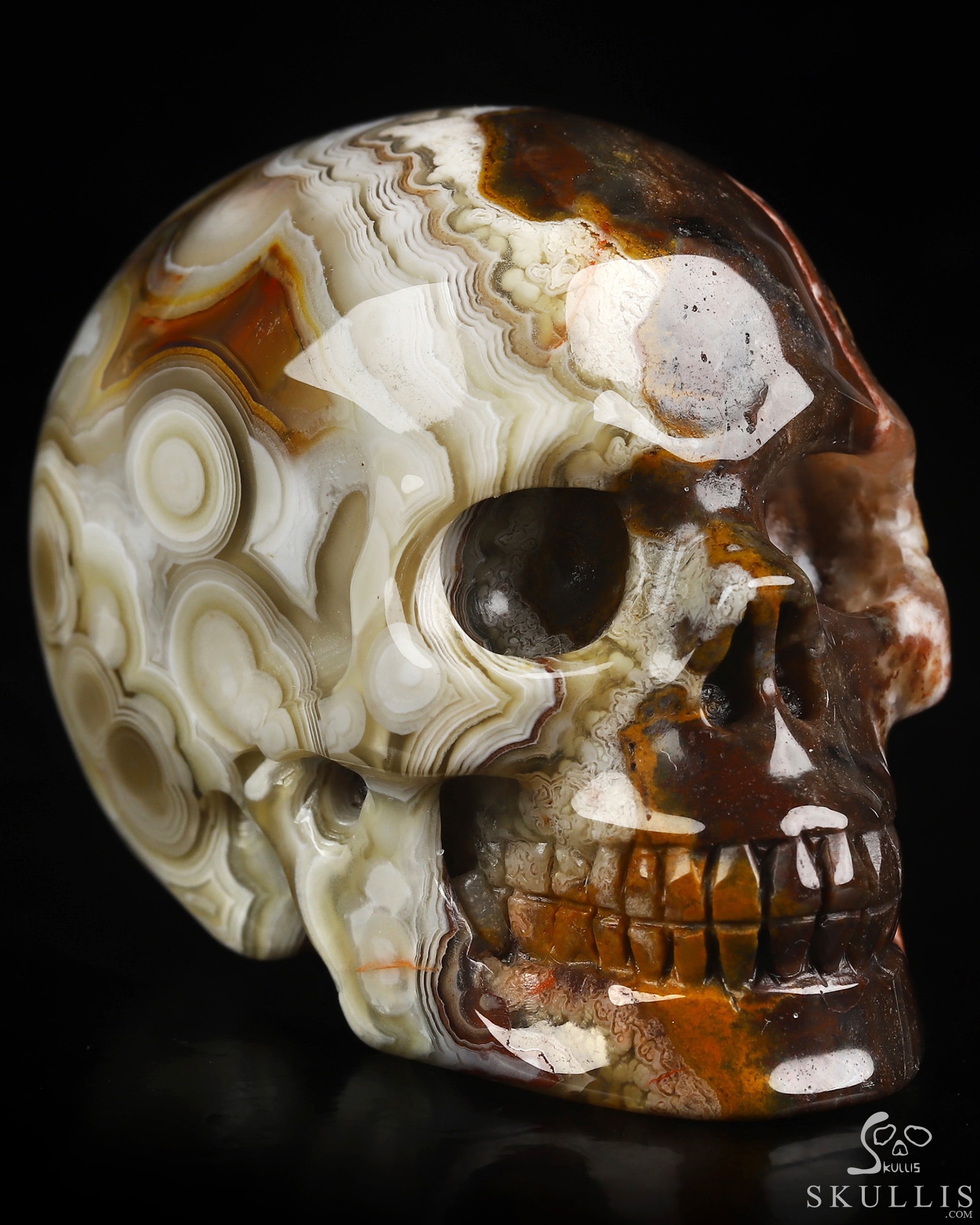 Gemstone 2.0" Red Crazy Lace Agate Hand Carved Crystal Skull, Realistic, Crystal Healing Gemstone 2.0" Red Crazy Lace Agate Hand Carved Crystal Skull, Realistic, Crystal Healing