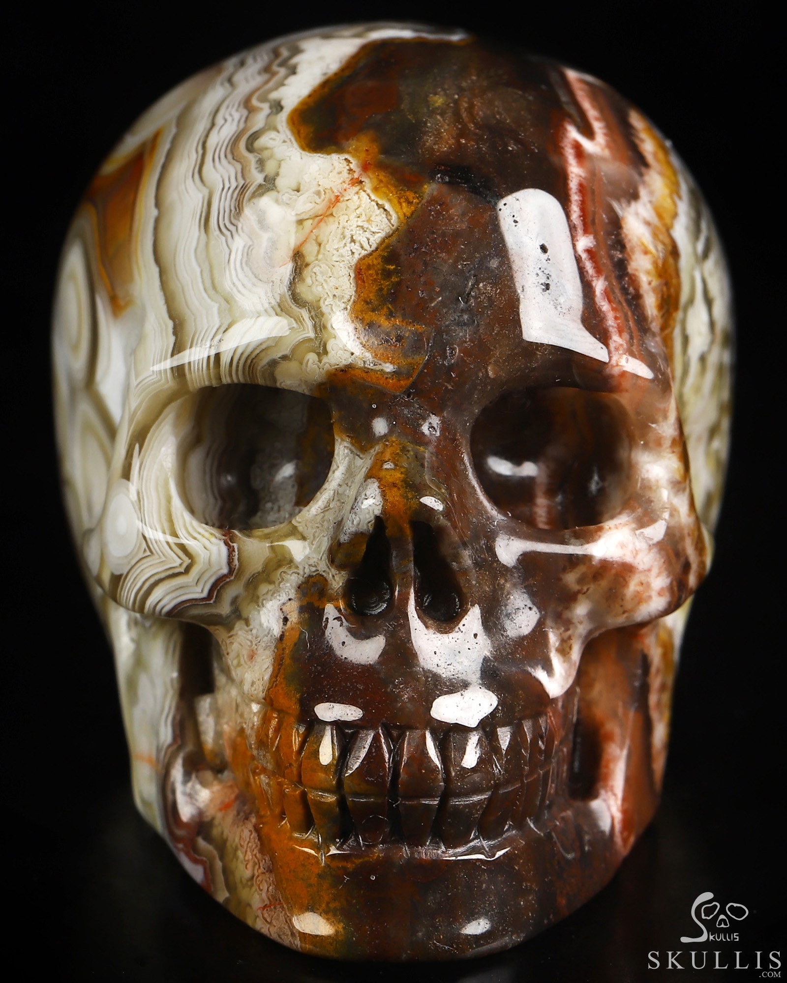 Gemstone 2.0" Red Crazy Lace Agate Hand Carved Crystal Skull, Realistic, Crystal Healing Gemstone 2.0" Red Crazy Lace Agate Hand Carved Crystal Skull, Realistic, Crystal Healing
