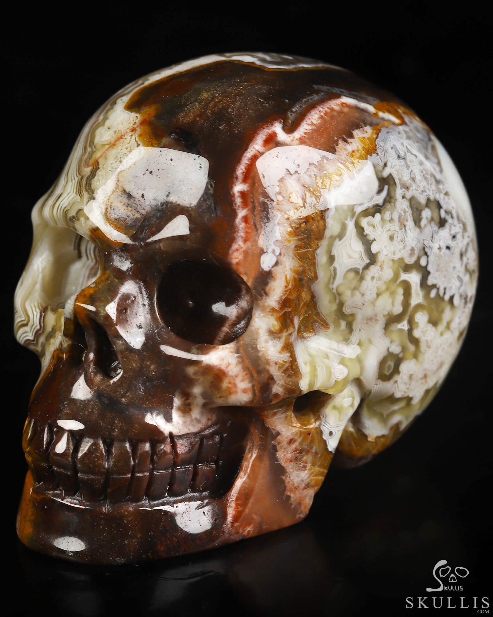 Gemstone 2.0" Red Crazy Lace Agate Hand Carved Crystal Skull, Realistic, Crystal Healing Gemstone 2.0" Red Crazy Lace Agate Hand Carved Crystal Skull, Realistic, Crystal Healing