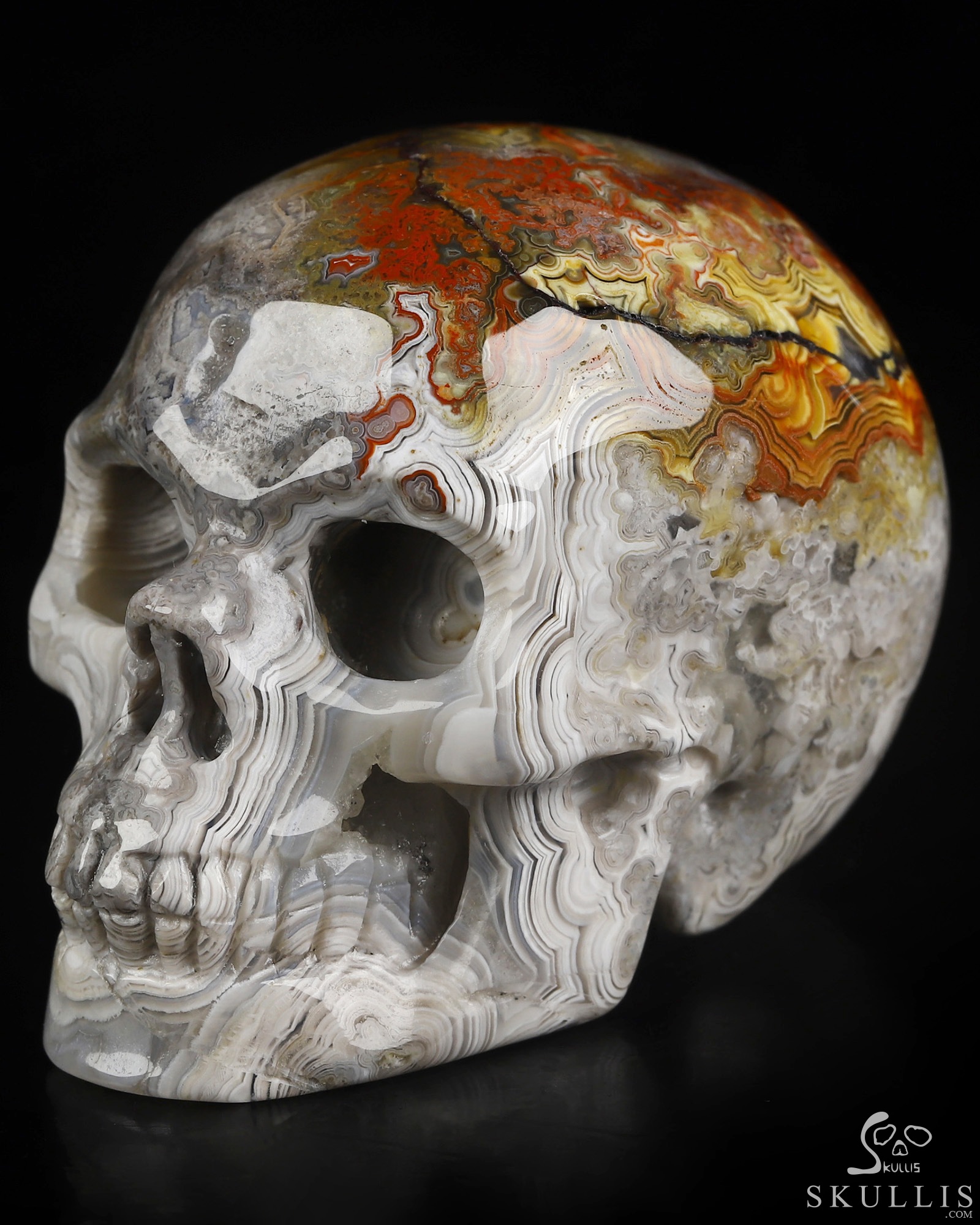 Gemstone 2.0" Red Crazy Lace Agate Hand Carved Crystal Skull, Realistic, Crystal Healing Gemstone 2.0" Red Crazy Lace Agate Hand Carved Crystal Skull, Realistic, Crystal Healing