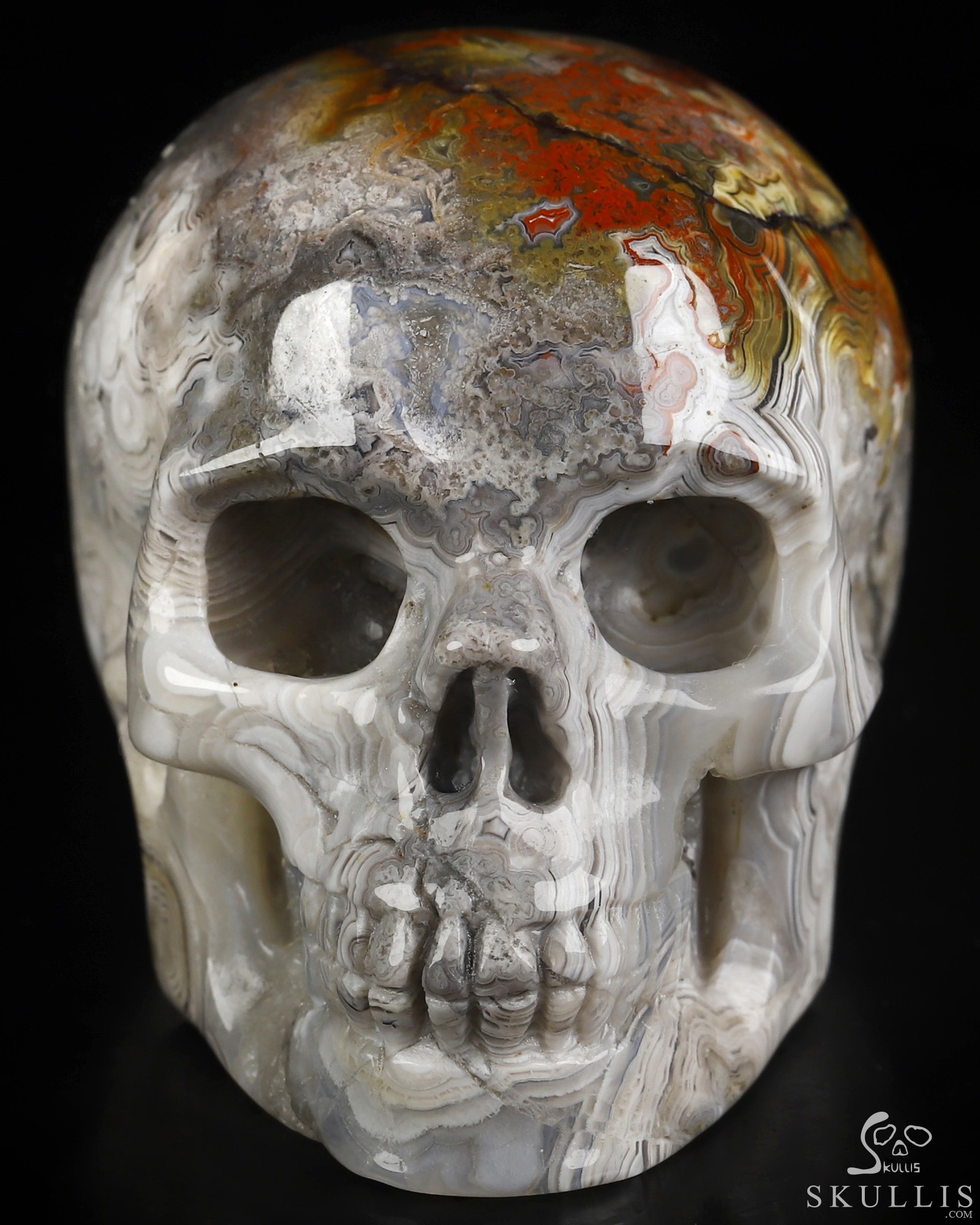 Gemstone 2.0" Red Crazy Lace Agate Hand Carved Crystal Skull, Realistic, Crystal Healing Gemstone 2.0" Red Crazy Lace Agate Hand Carved Crystal Skull, Realistic, Crystal Healing