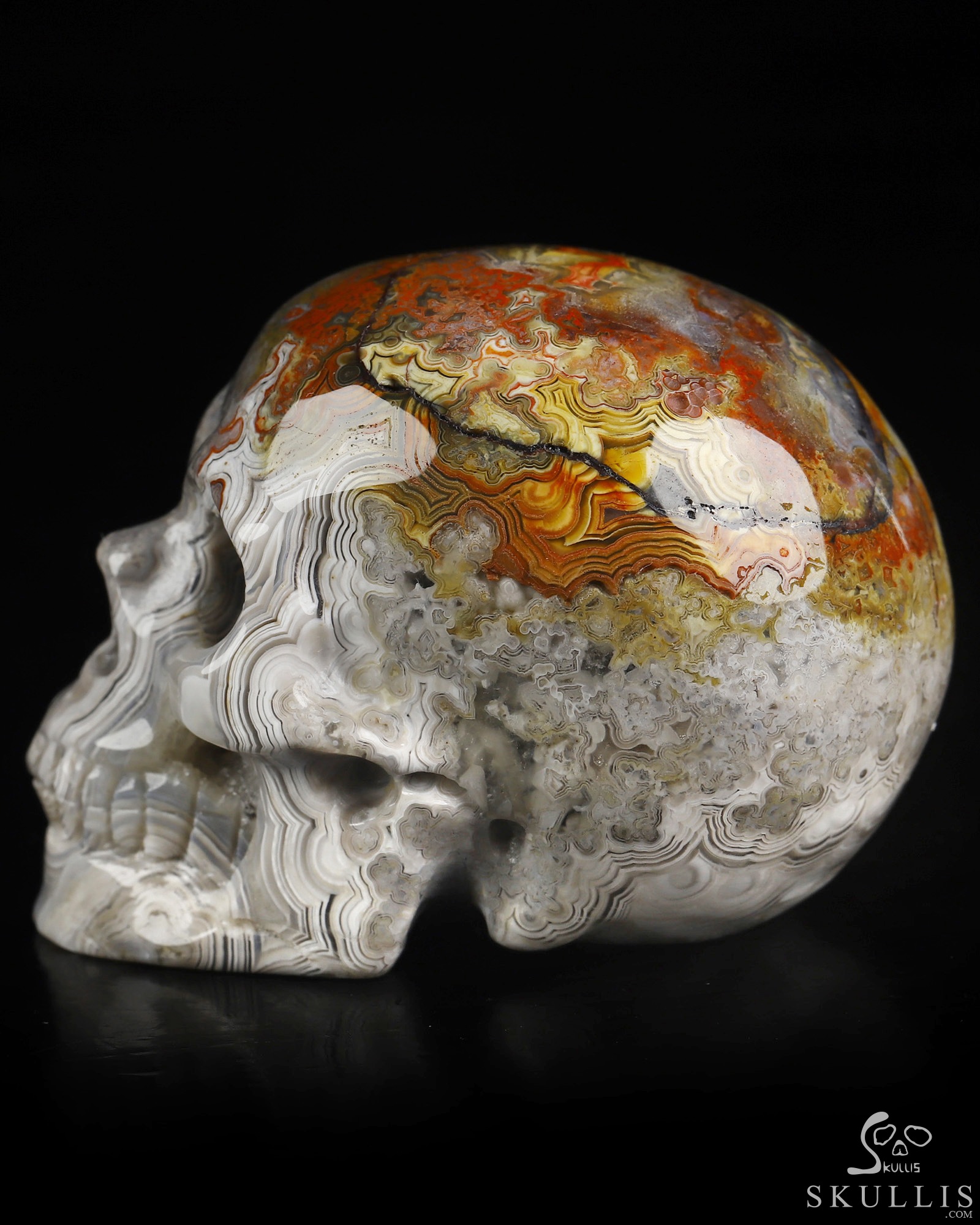 Gemstone 2.0" Red Crazy Lace Agate Hand Carved Crystal Skull, Realistic, Crystal Healing Gemstone 2.0" Red Crazy Lace Agate Hand Carved Crystal Skull, Realistic, Crystal Healing