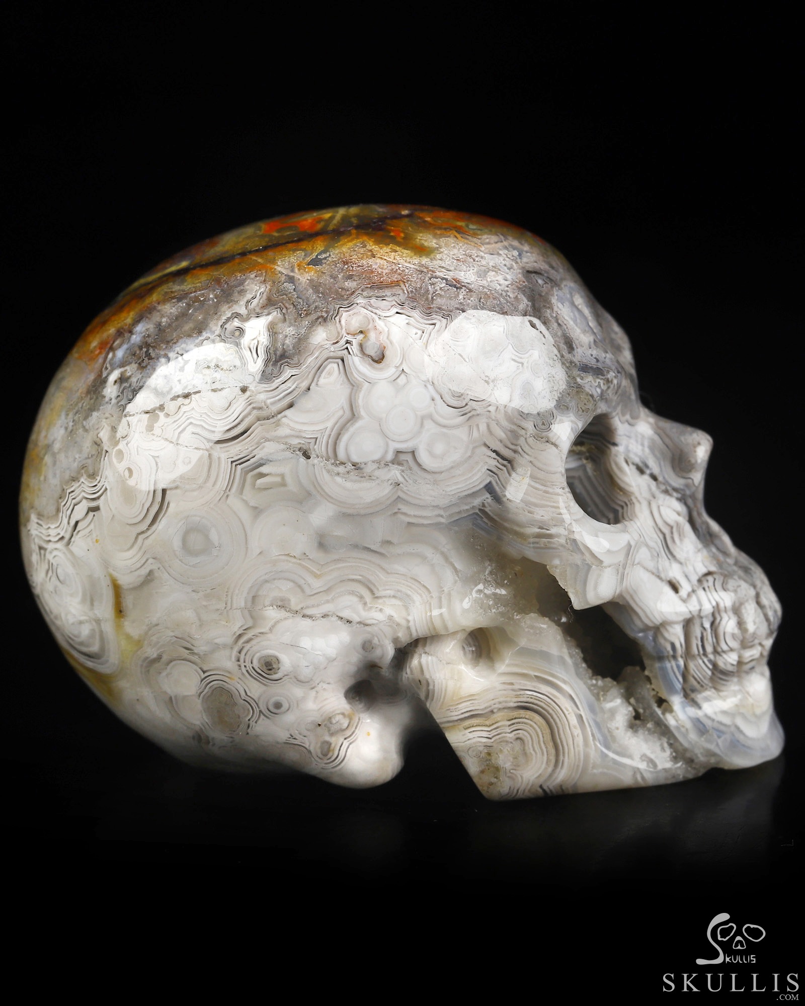 Gemstone 2.0" Red Crazy Lace Agate Hand Carved Crystal Skull, Realistic, Crystal Healing Gemstone 2.0" Red Crazy Lace Agate Hand Carved Crystal Skull, Realistic, Crystal Healing
