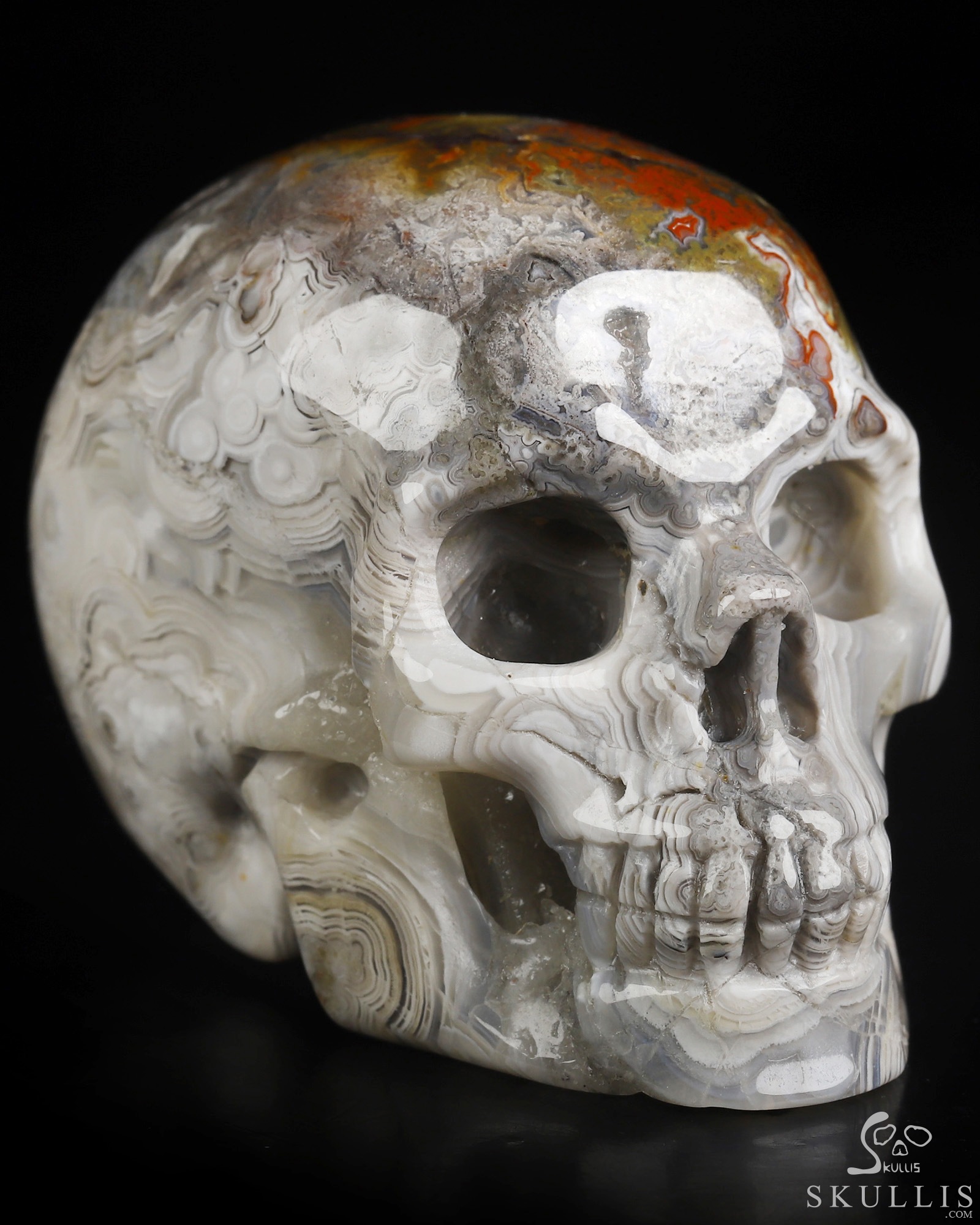 Gemstone 2.0" Red Crazy Lace Agate Hand Carved Crystal Skull, Realistic, Crystal Healing Gemstone 2.0" Red Crazy Lace Agate Hand Carved Crystal Skull, Realistic, Crystal Healing