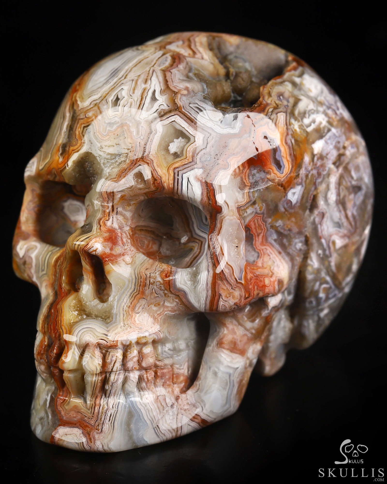 Gemstone 2.0" Red Crazy Lace Agate Hand Carved Crystal Skull, Realistic, Crystal Healing Gemstone 2.0" Red Crazy Lace Agate Hand Carved Crystal Skull, Realistic, Crystal Healing