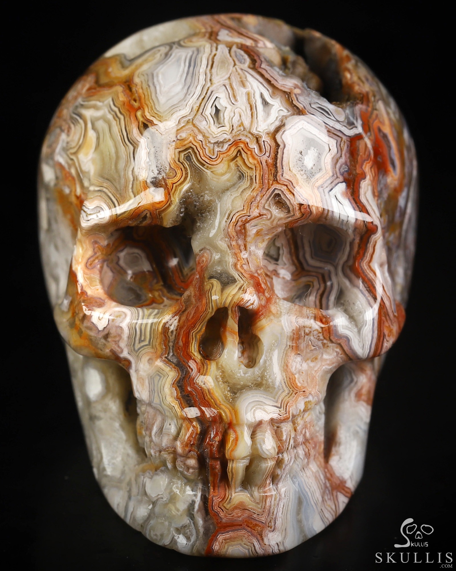 Gemstone 2.0" Red Crazy Lace Agate Hand Carved Crystal Skull, Realistic, Crystal Healing Gemstone 2.0" Red Crazy Lace Agate Hand Carved Crystal Skull, Realistic, Crystal Healing