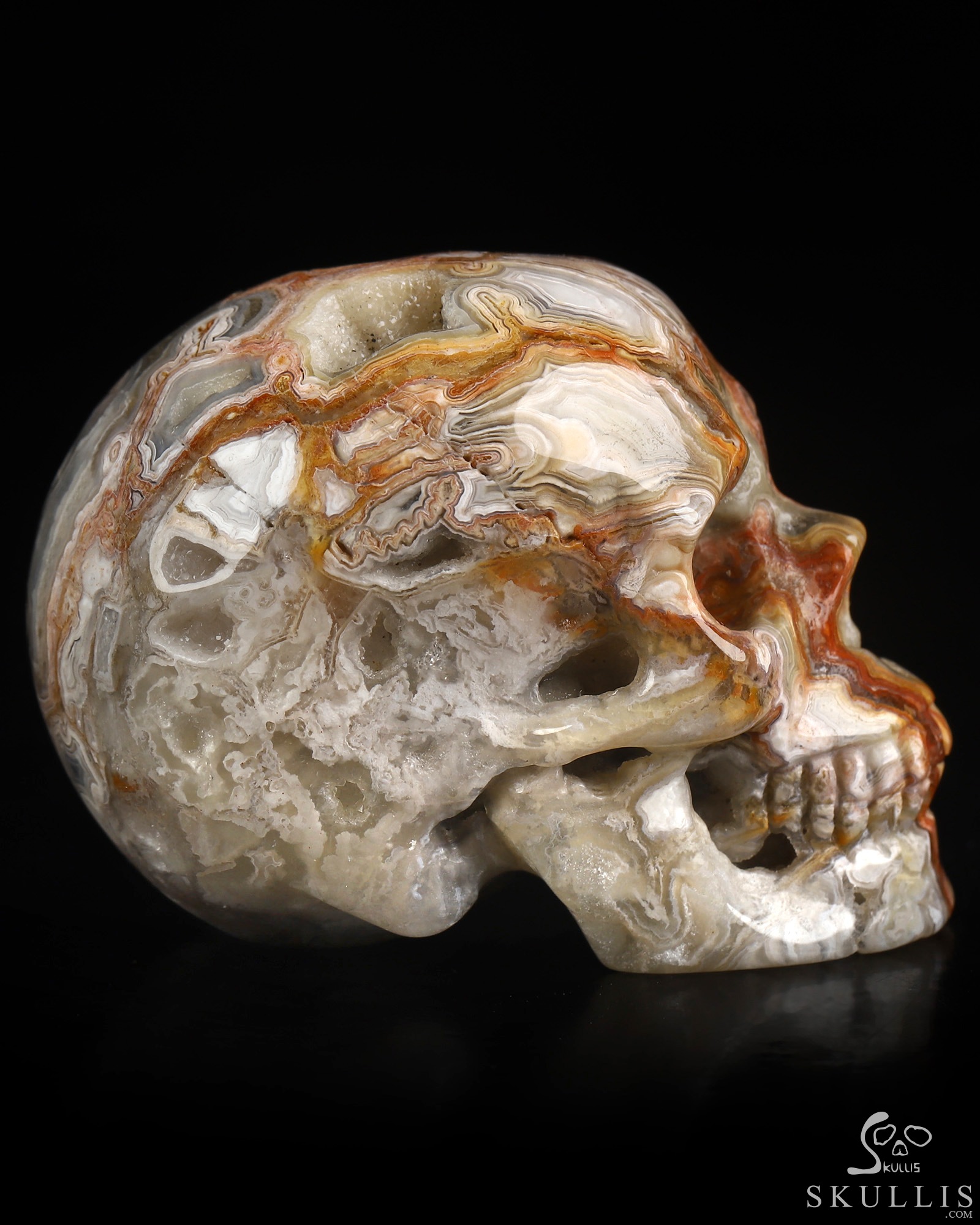 Gemstone 2.0" Red Crazy Lace Agate Hand Carved Crystal Skull, Realistic, Crystal Healing Gemstone 2.0" Red Crazy Lace Agate Hand Carved Crystal Skull, Realistic, Crystal Healing