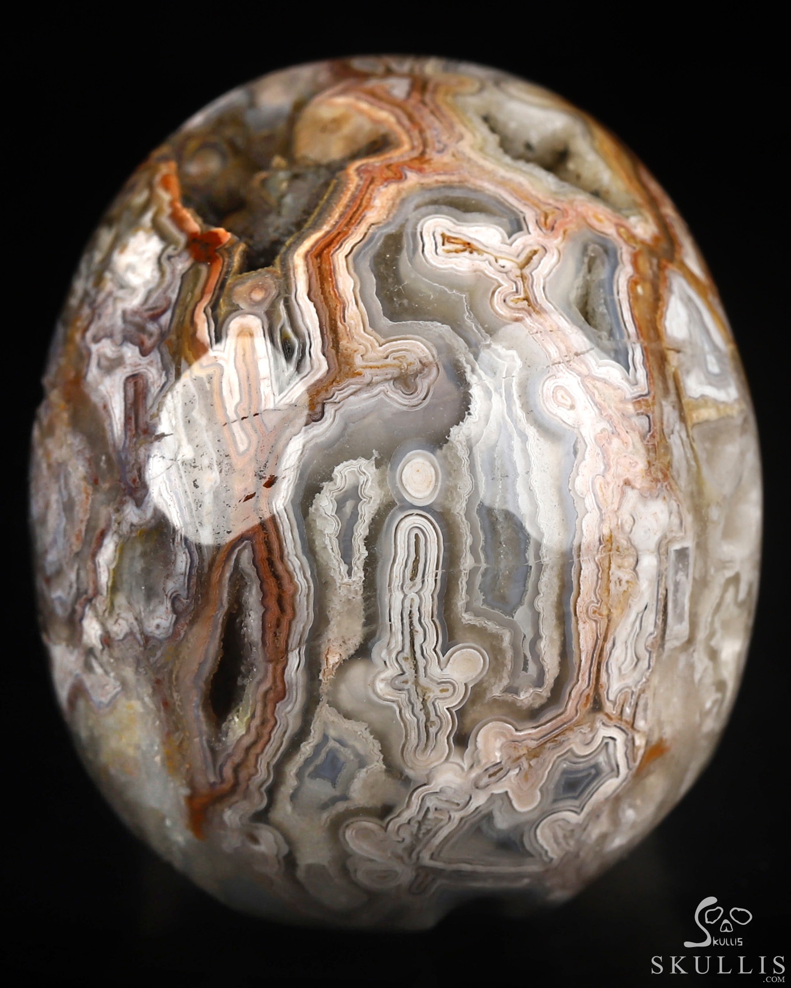 Gemstone 2.0" Red Crazy Lace Agate Hand Carved Crystal Skull, Realistic, Crystal Healing Gemstone 2.0" Red Crazy Lace Agate Hand Carved Crystal Skull, Realistic, Crystal Healing