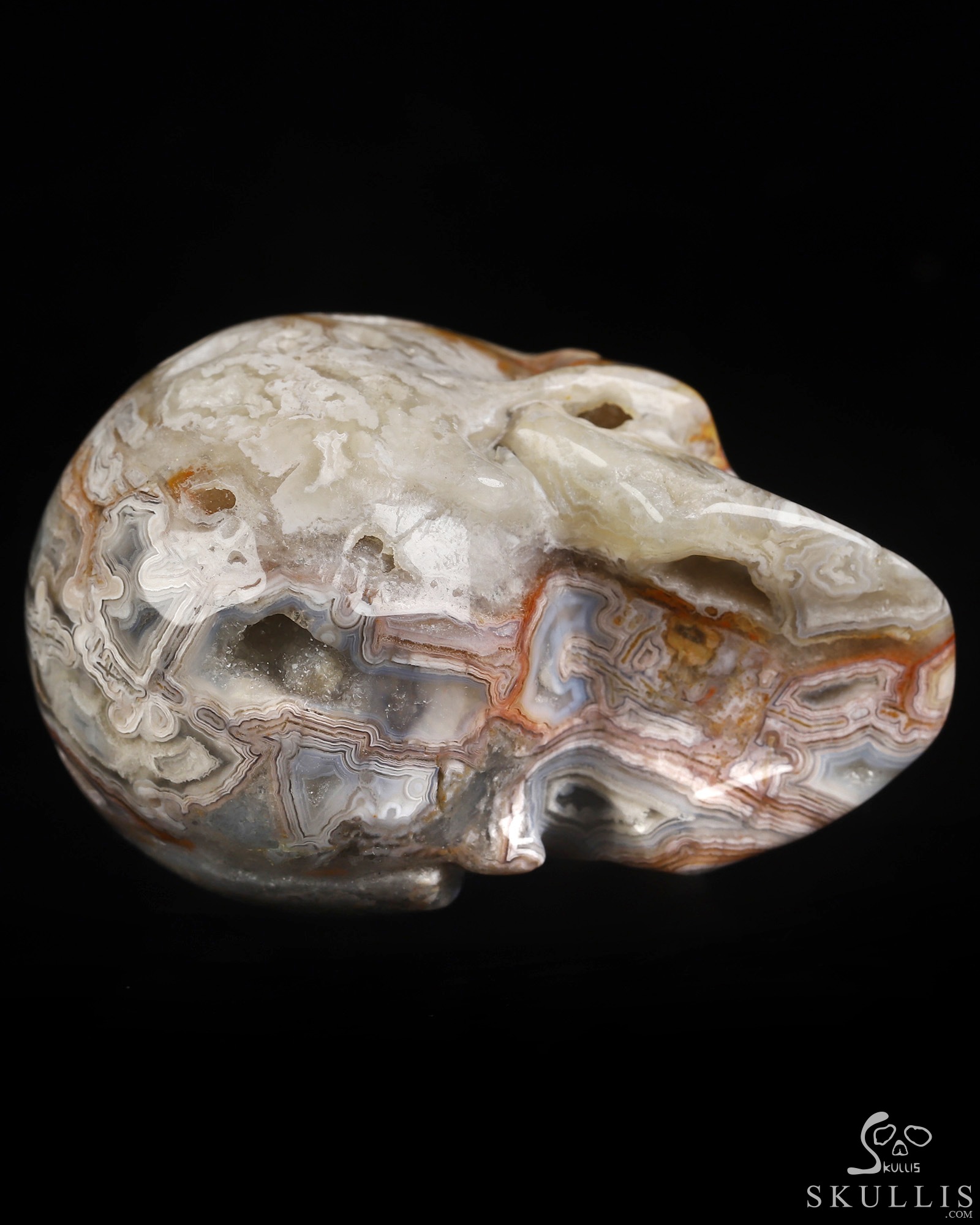 Gemstone 2.0" Red Crazy Lace Agate Hand Carved Crystal Skull, Realistic, Crystal Healing Gemstone 2.0" Red Crazy Lace Agate Hand Carved Crystal Skull, Realistic, Crystal Healing