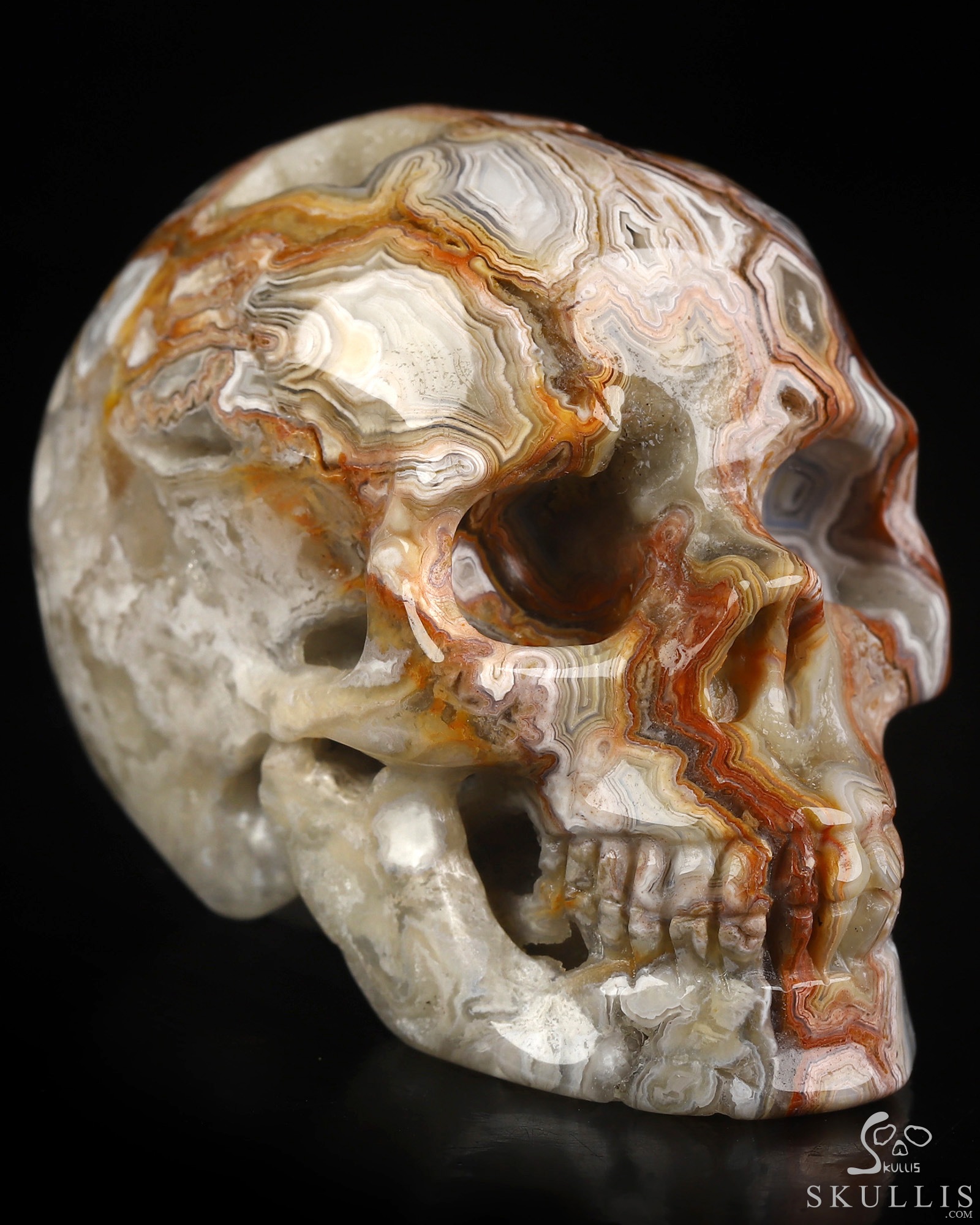 Gemstone 2.0" Red Crazy Lace Agate Hand Carved Crystal Skull, Realistic, Crystal Healing Gemstone 2.0" Red Crazy Lace Agate Hand Carved Crystal Skull, Realistic, Crystal Healing