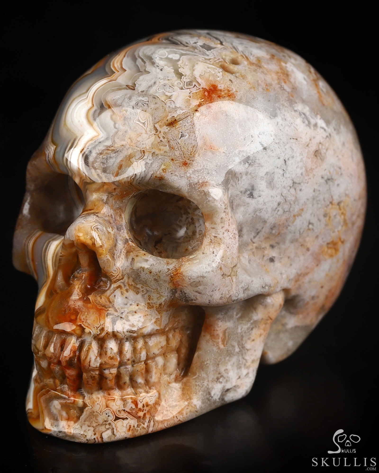 Gemstone 2.0" Red Crazy Lace Agate Hand Carved Crystal Skull, Realistic, Crystal Healing Gemstone 2.0" Red Crazy Lace Agate Hand Carved Crystal Skull, Realistic, Crystal Healing
