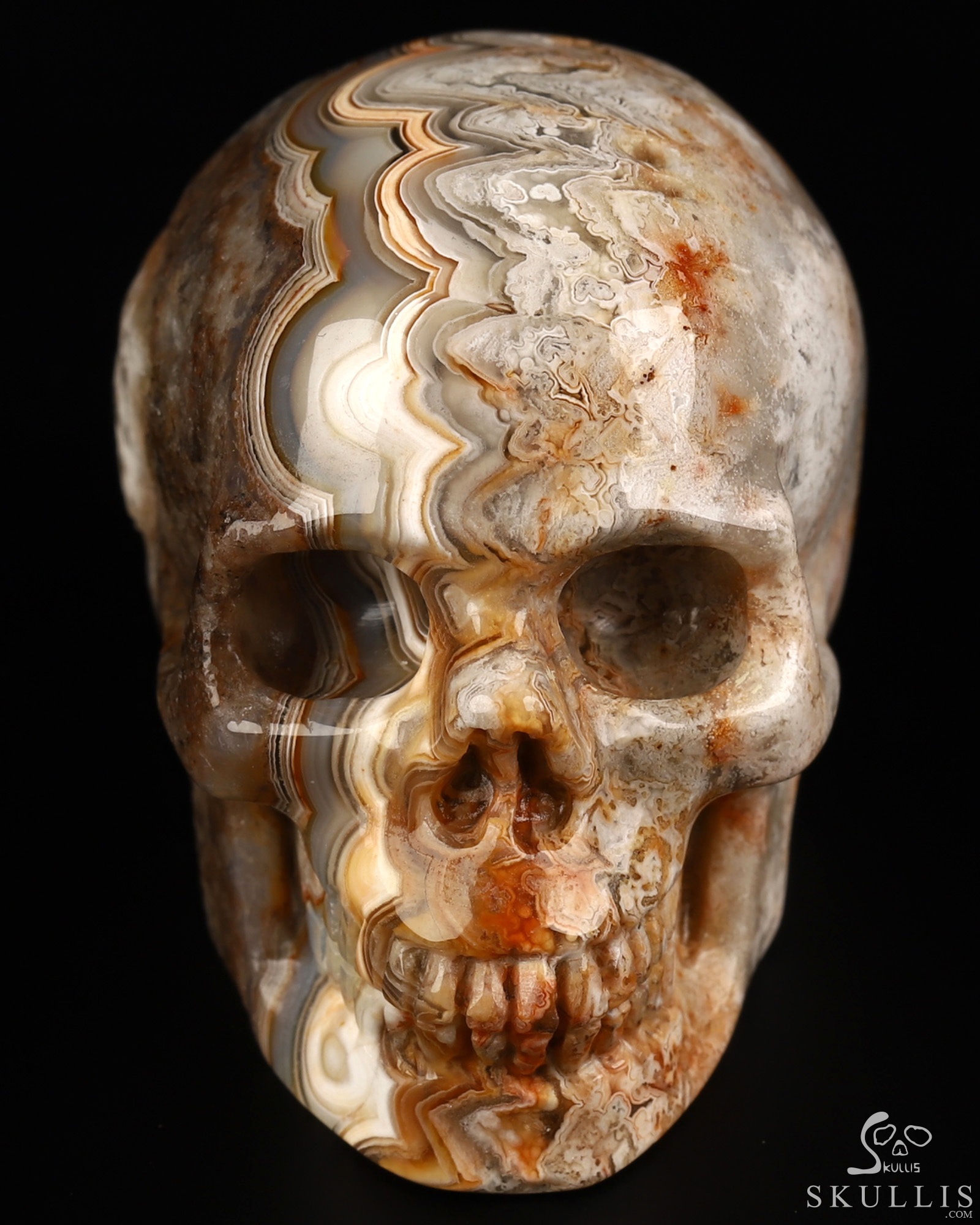 Gemstone 2.0" Red Crazy Lace Agate Hand Carved Crystal Skull, Realistic, Crystal Healing Gemstone 2.0" Red Crazy Lace Agate Hand Carved Crystal Skull, Realistic, Crystal Healing