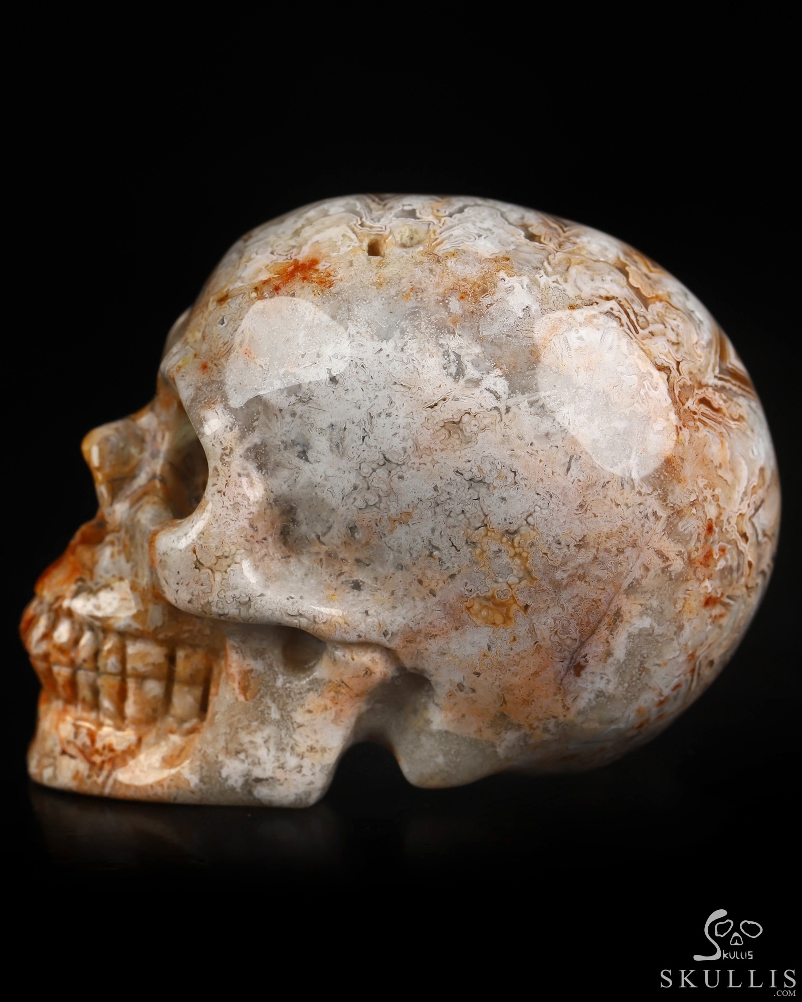 Gemstone 2.0" Red Crazy Lace Agate Hand Carved Crystal Skull, Realistic, Crystal Healing Gemstone 2.0" Red Crazy Lace Agate Hand Carved Crystal Skull, Realistic, Crystal Healing